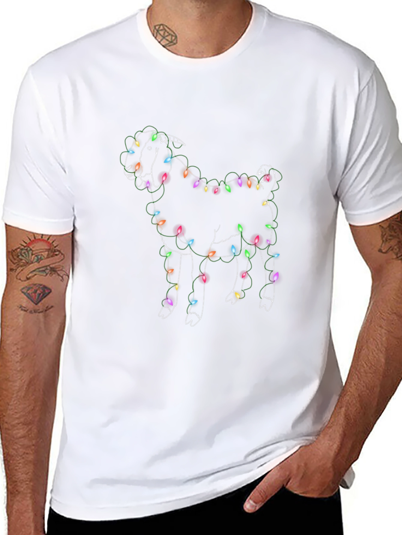 Festive Goat Christmas Lights T-Shirt