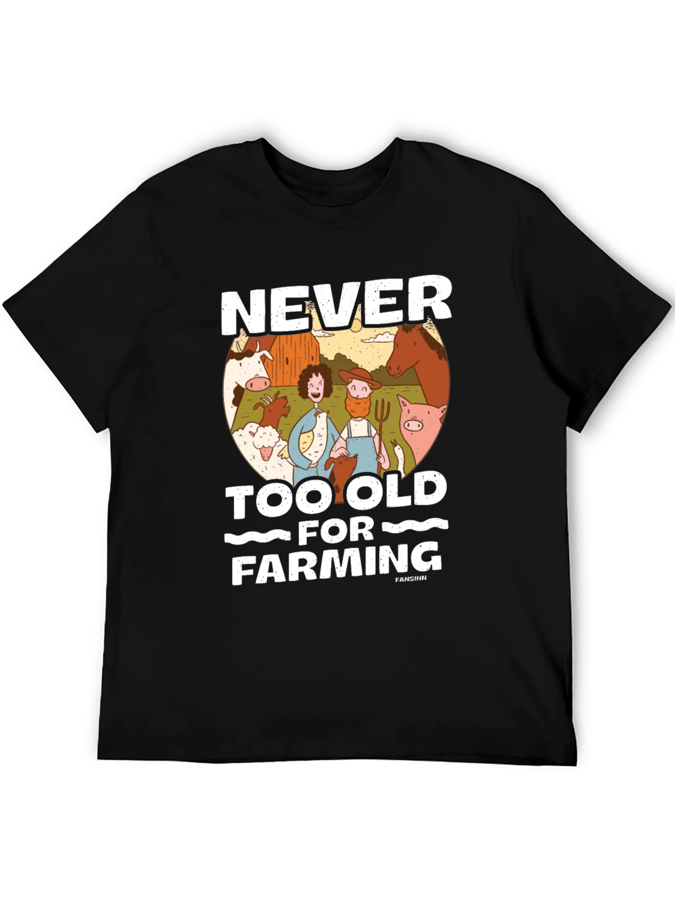 Never Too Old For Farming Black Graphic Tee
