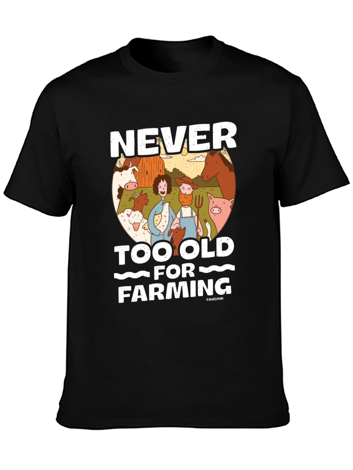 Never Too Old For Farming Black Graphic Tee