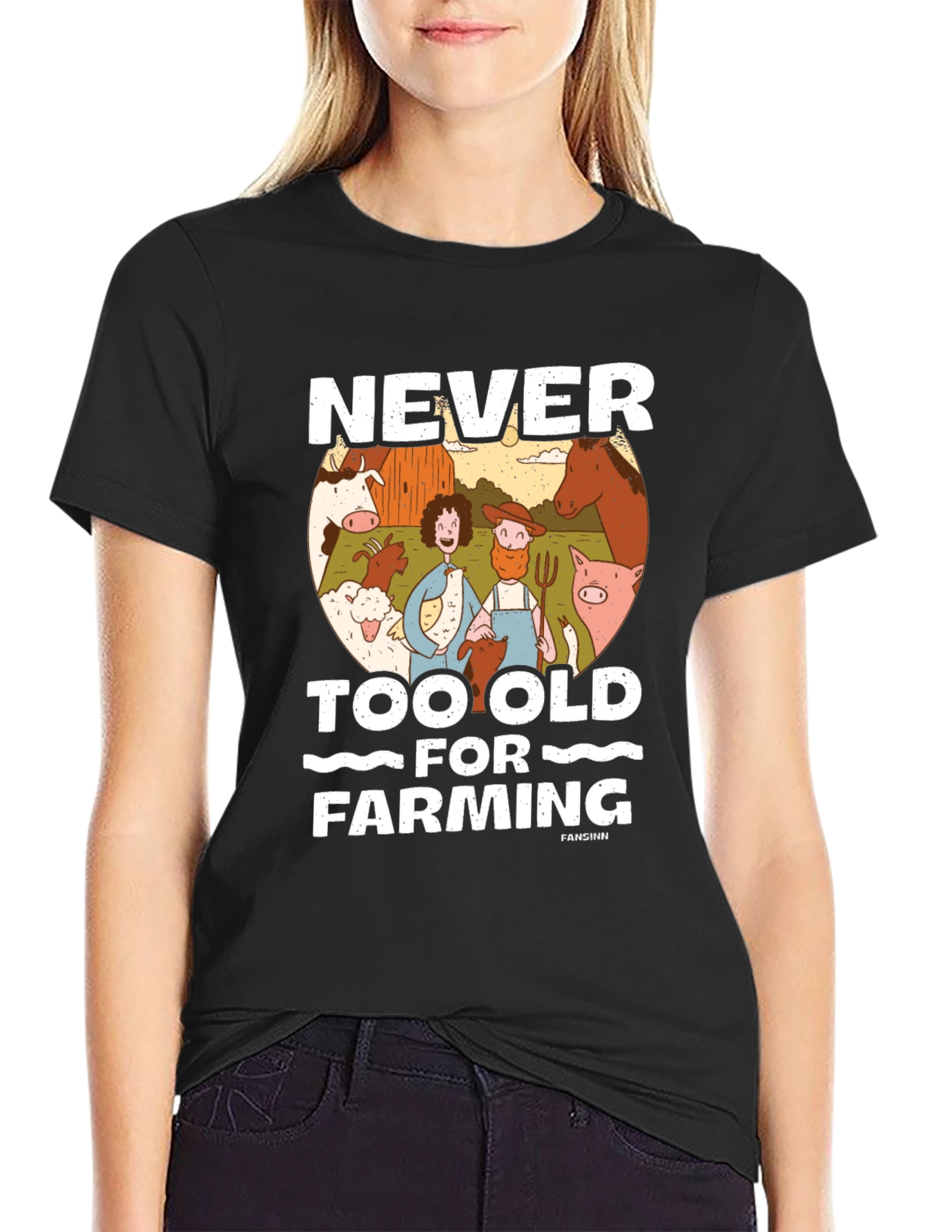 Never Too Old For Farming Black Graphic Tee