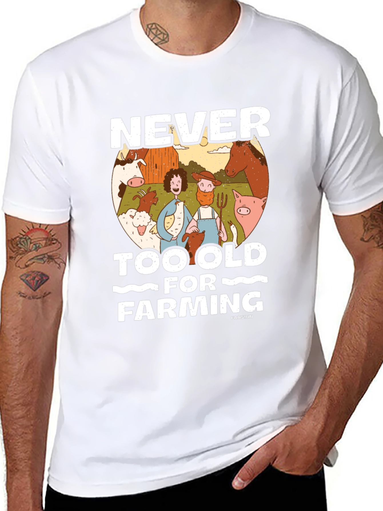Never Too Old For Farming Black Graphic Tee