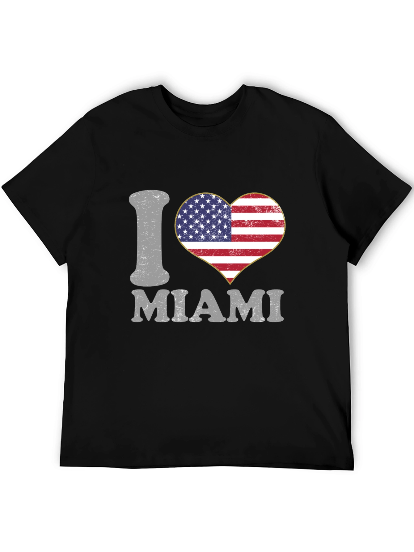 I Love Miami USA Flag Heart T-Shirt