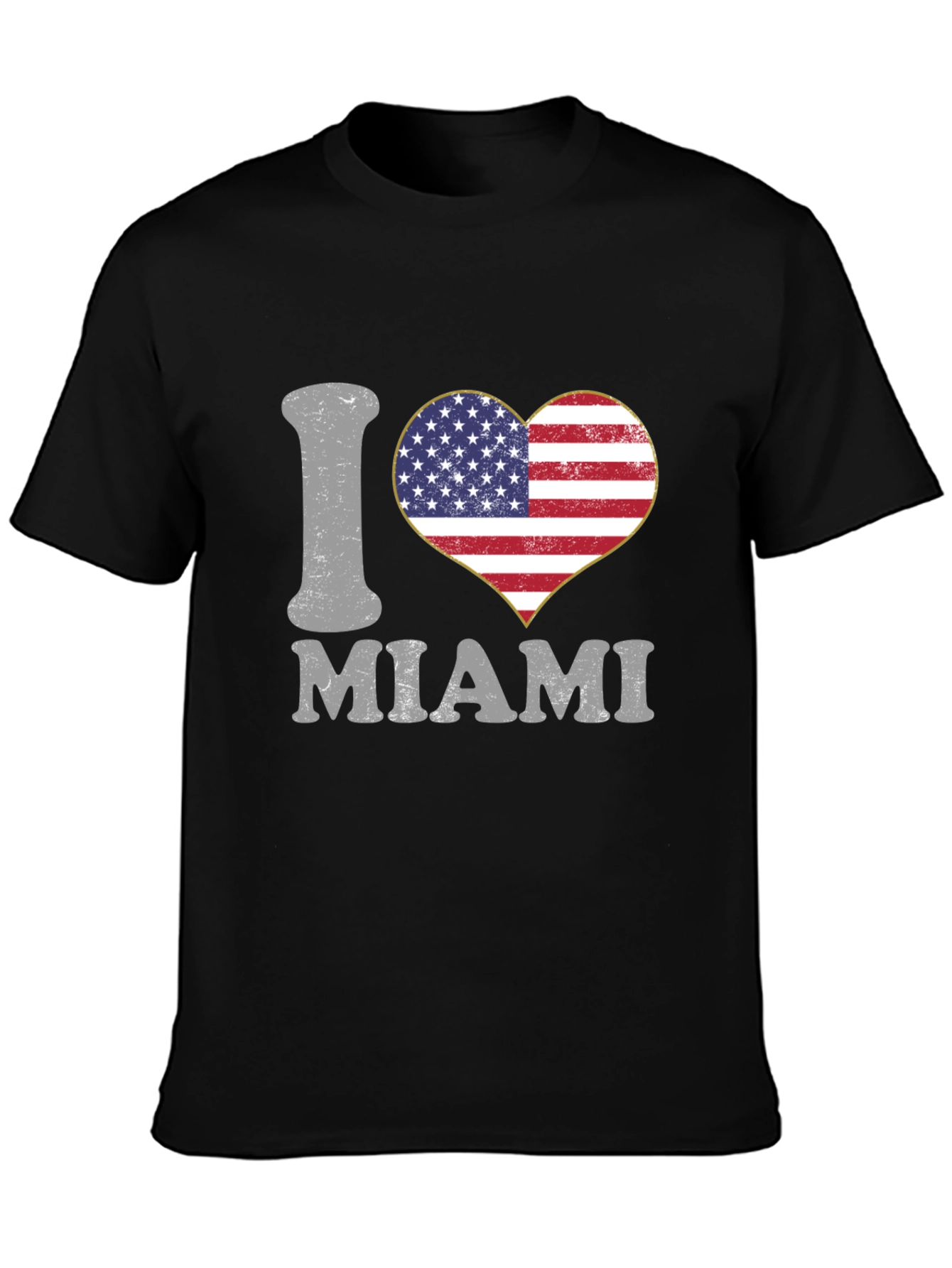 I Love Miami USA Flag Heart T-Shirt