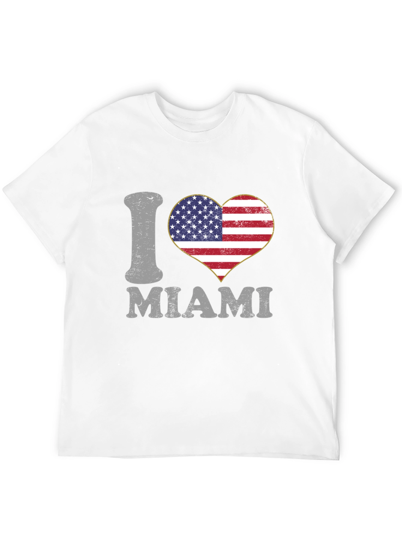 I Love Miami USA Flag Heart T-Shirt