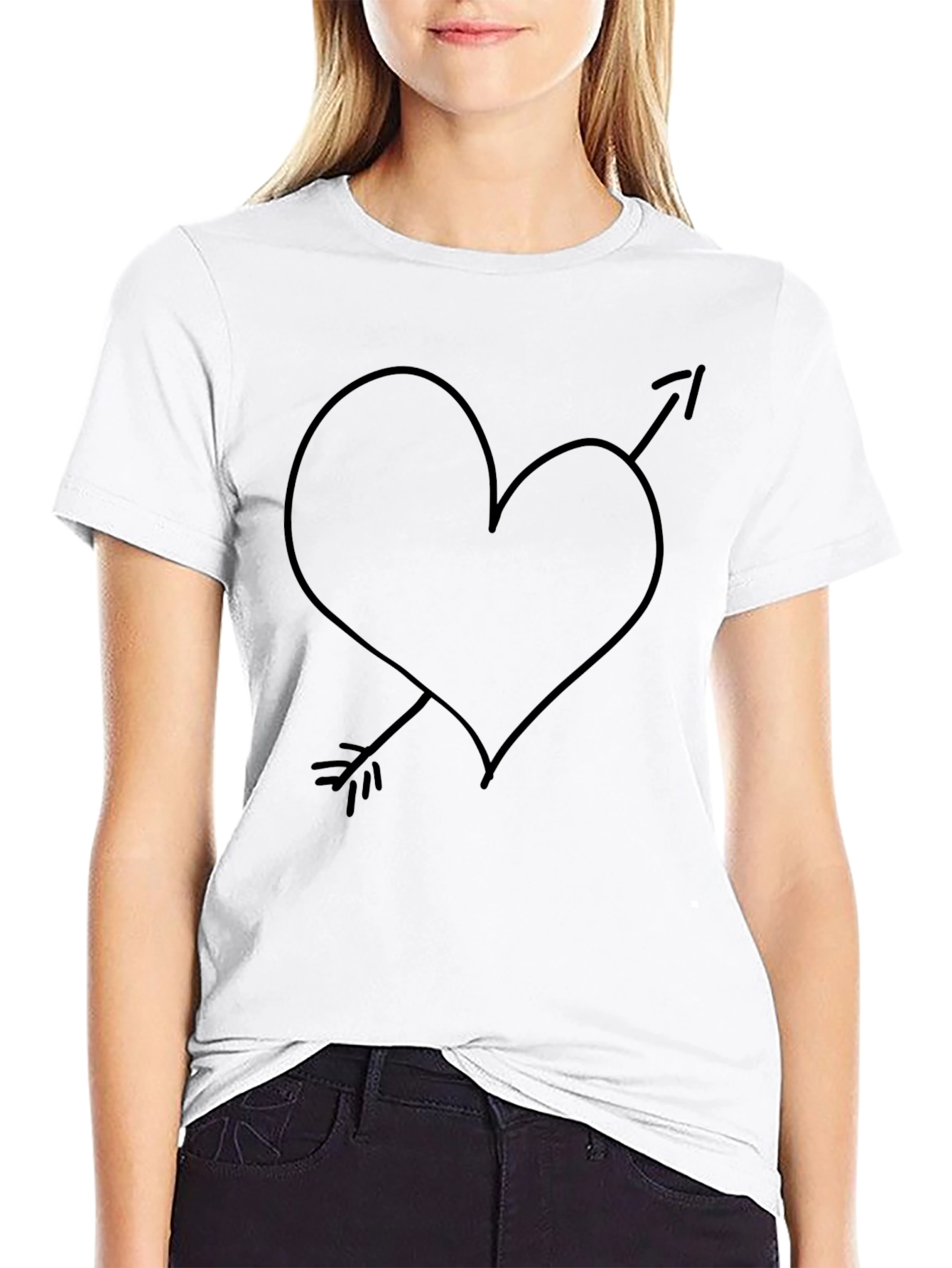 Heart Arrow Graphic Tee - Mens Casual Black T-Shirt