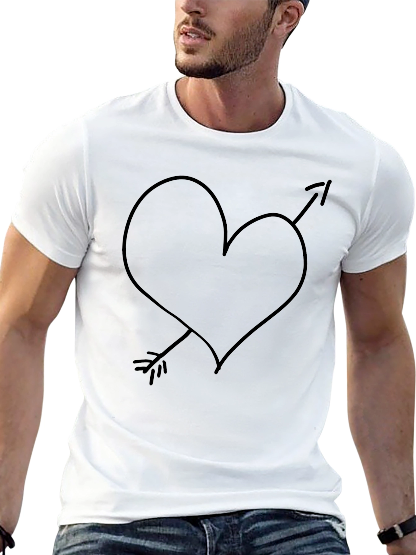 Heart Arrow Graphic Tee - Mens Casual Black T-Shirt