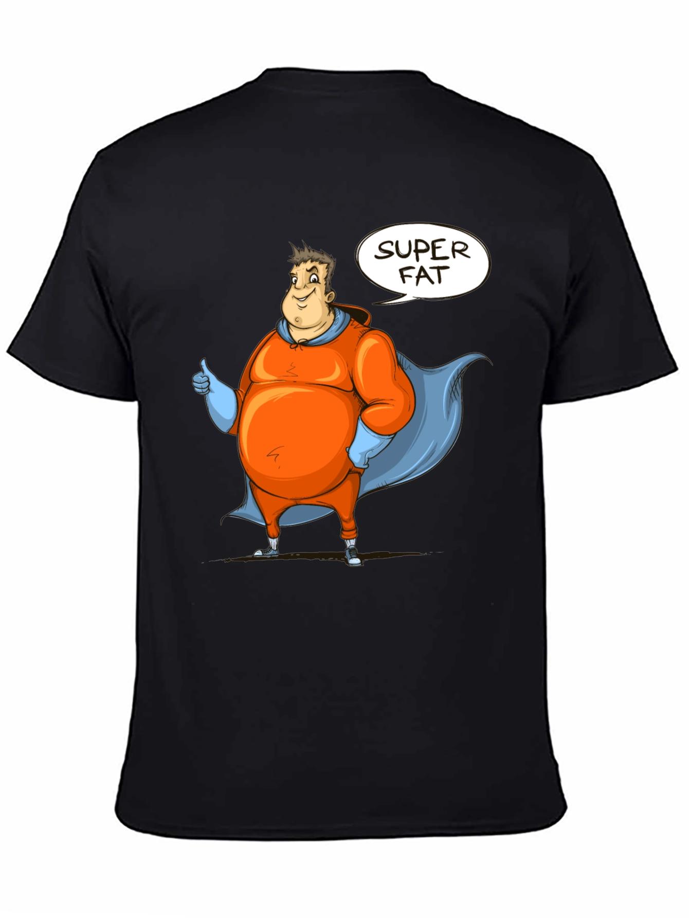 Super Fat Superhero Black Graphic Tee