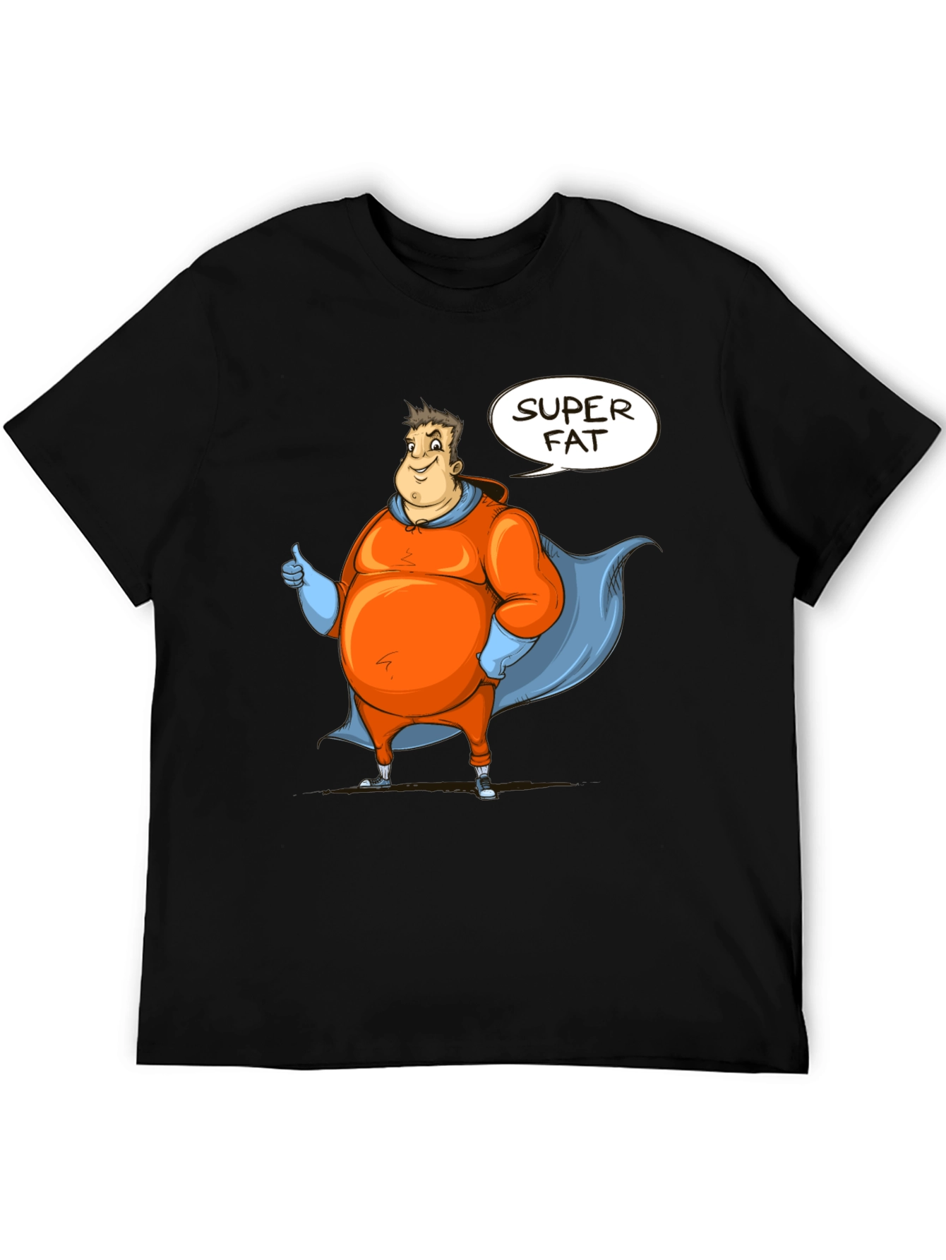 Super Fat Superhero Black Graphic Tee