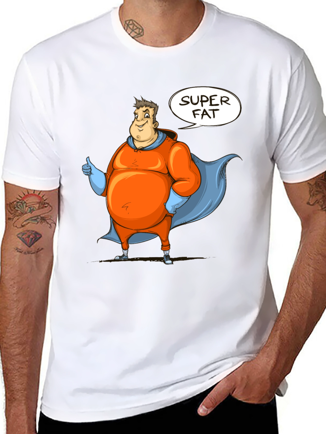 Super Fat Superhero Black Graphic Tee