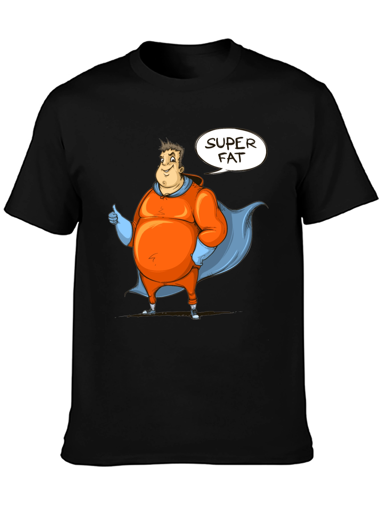 Super Fat Superhero Black Graphic Tee