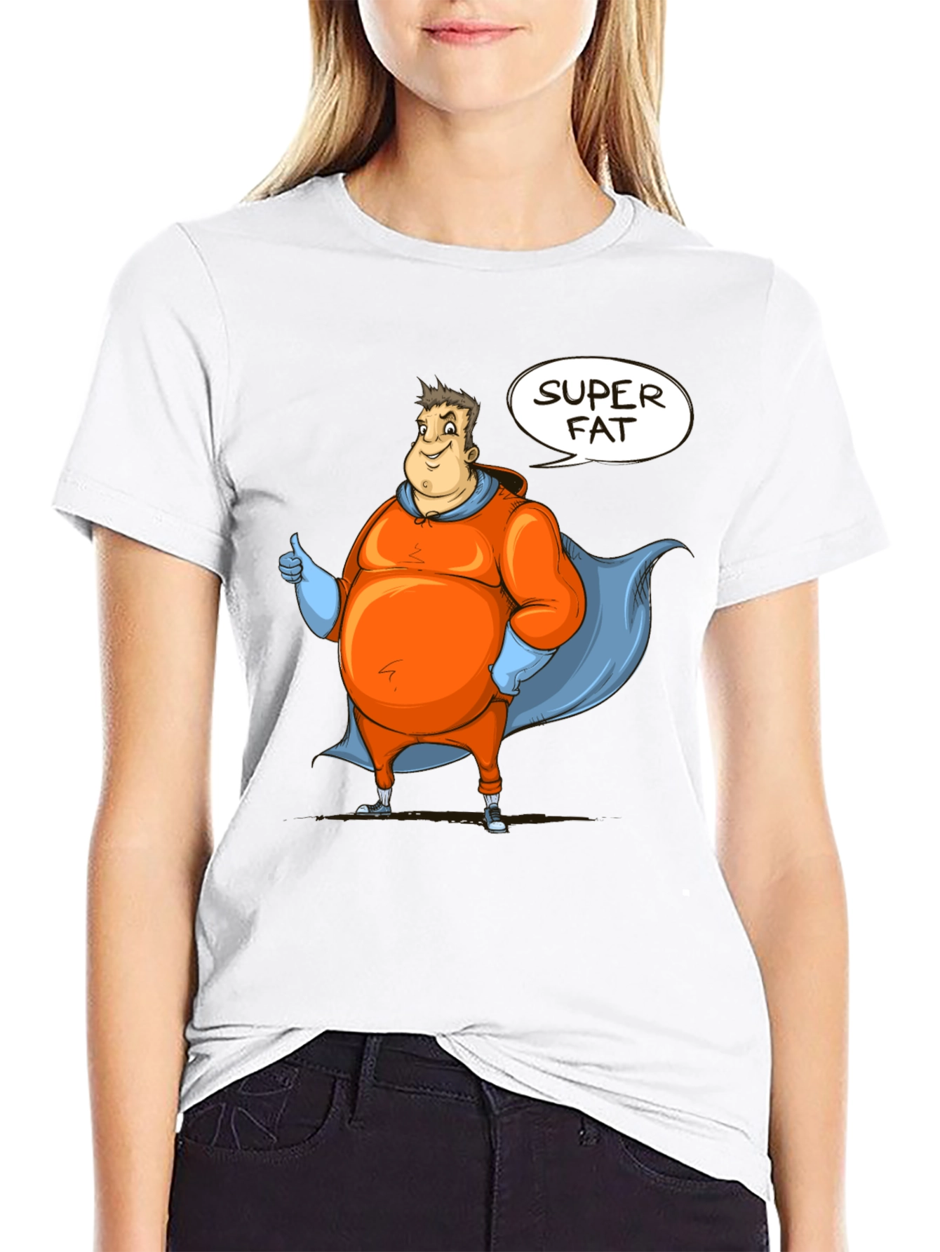Super Fat Superhero Black Graphic Tee