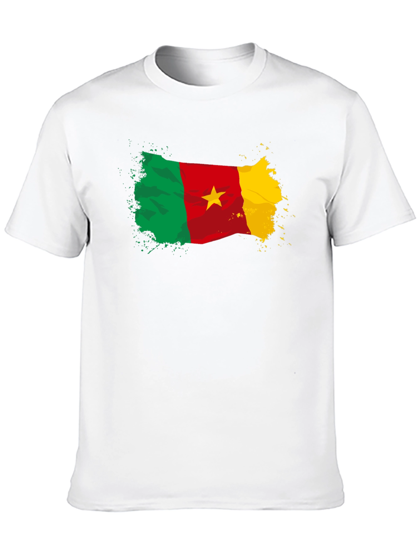 Cameroon Flag T-Shirt - Black Crew Neck Tee