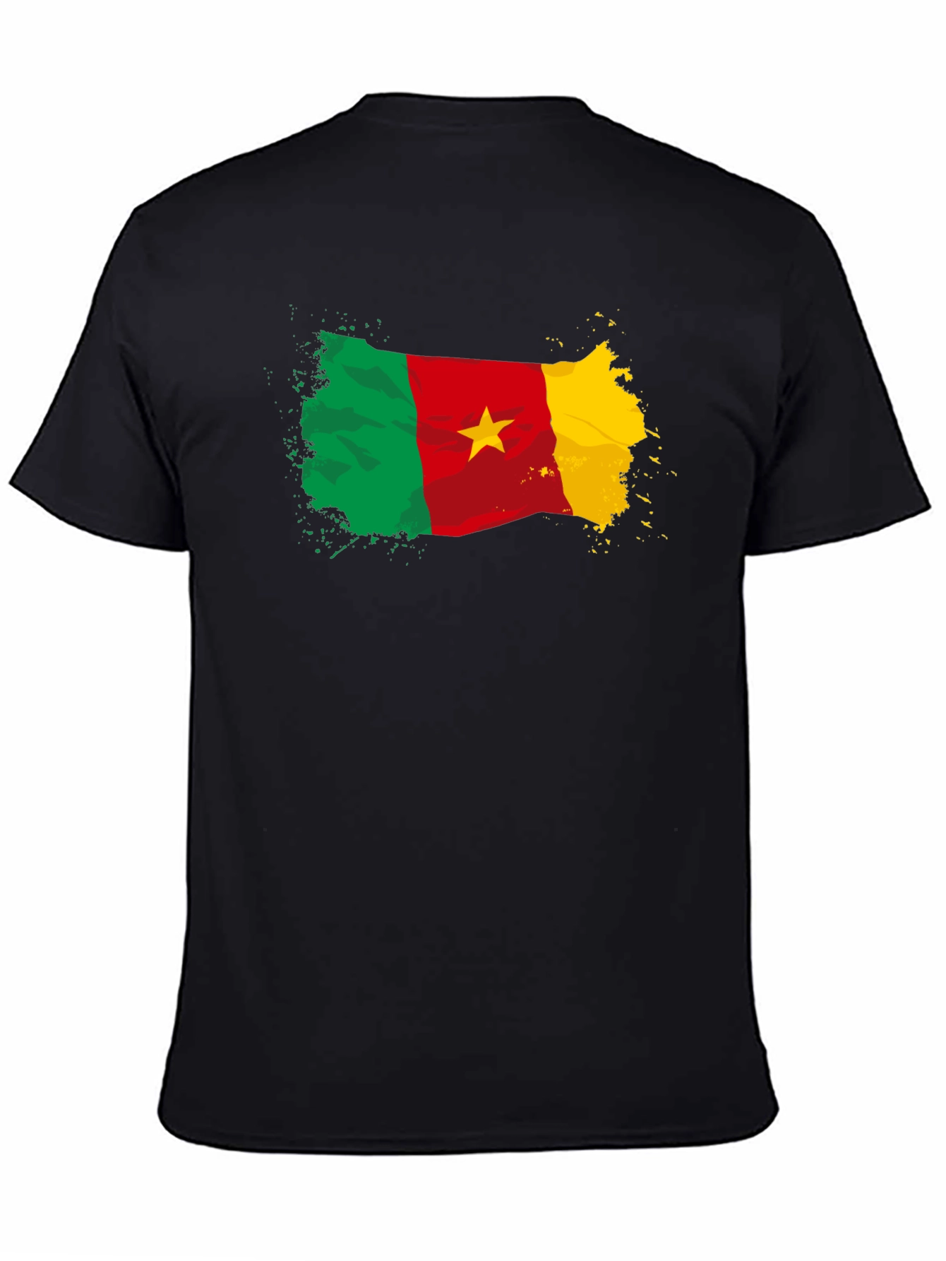 Cameroon Flag T-Shirt - Black Crew Neck Tee