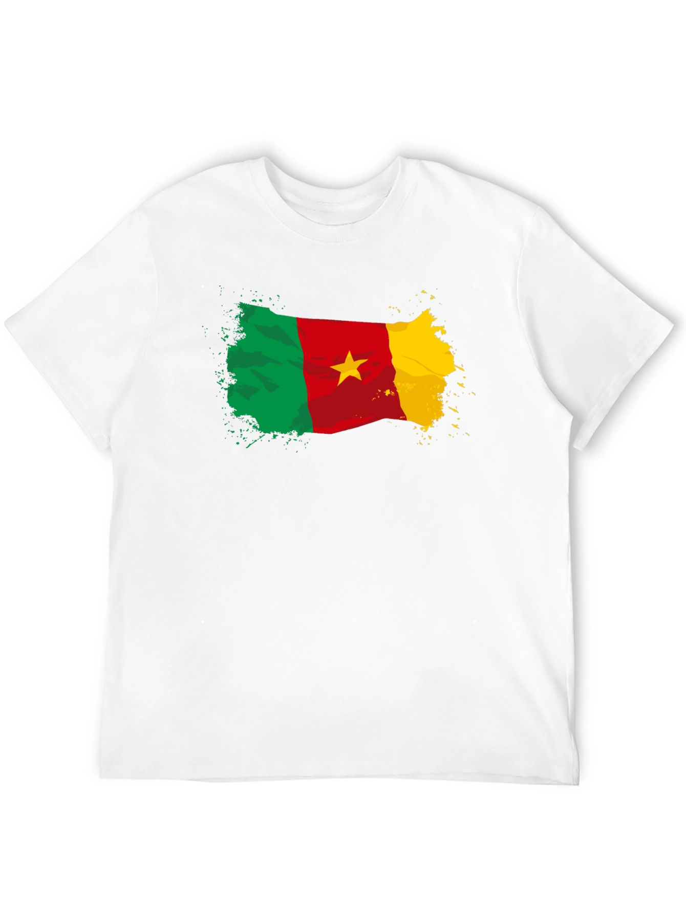 Cameroon Flag T-Shirt - Black Crew Neck Tee