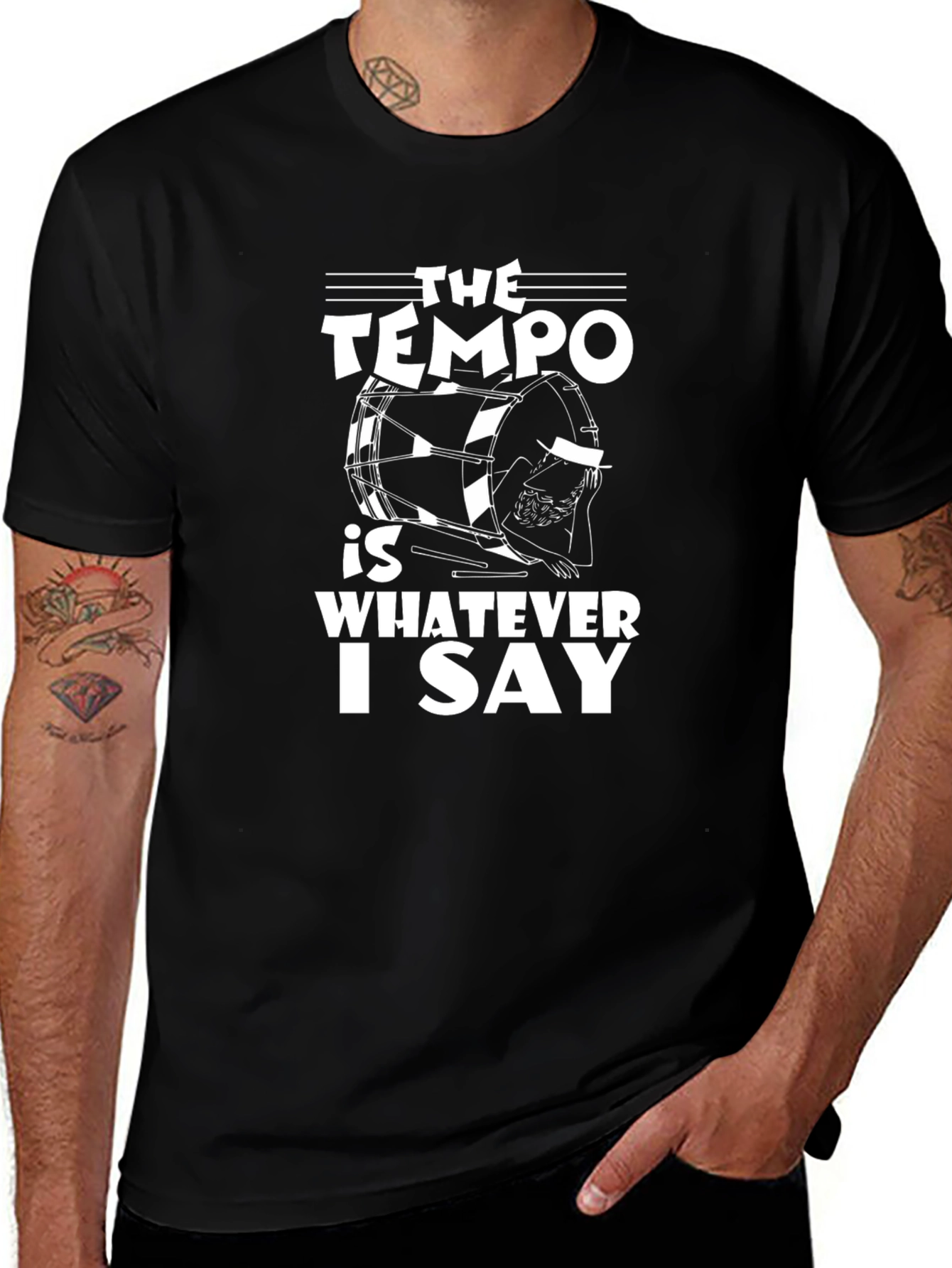 Tempo Drummer T-Shirt - Music Humor Tee