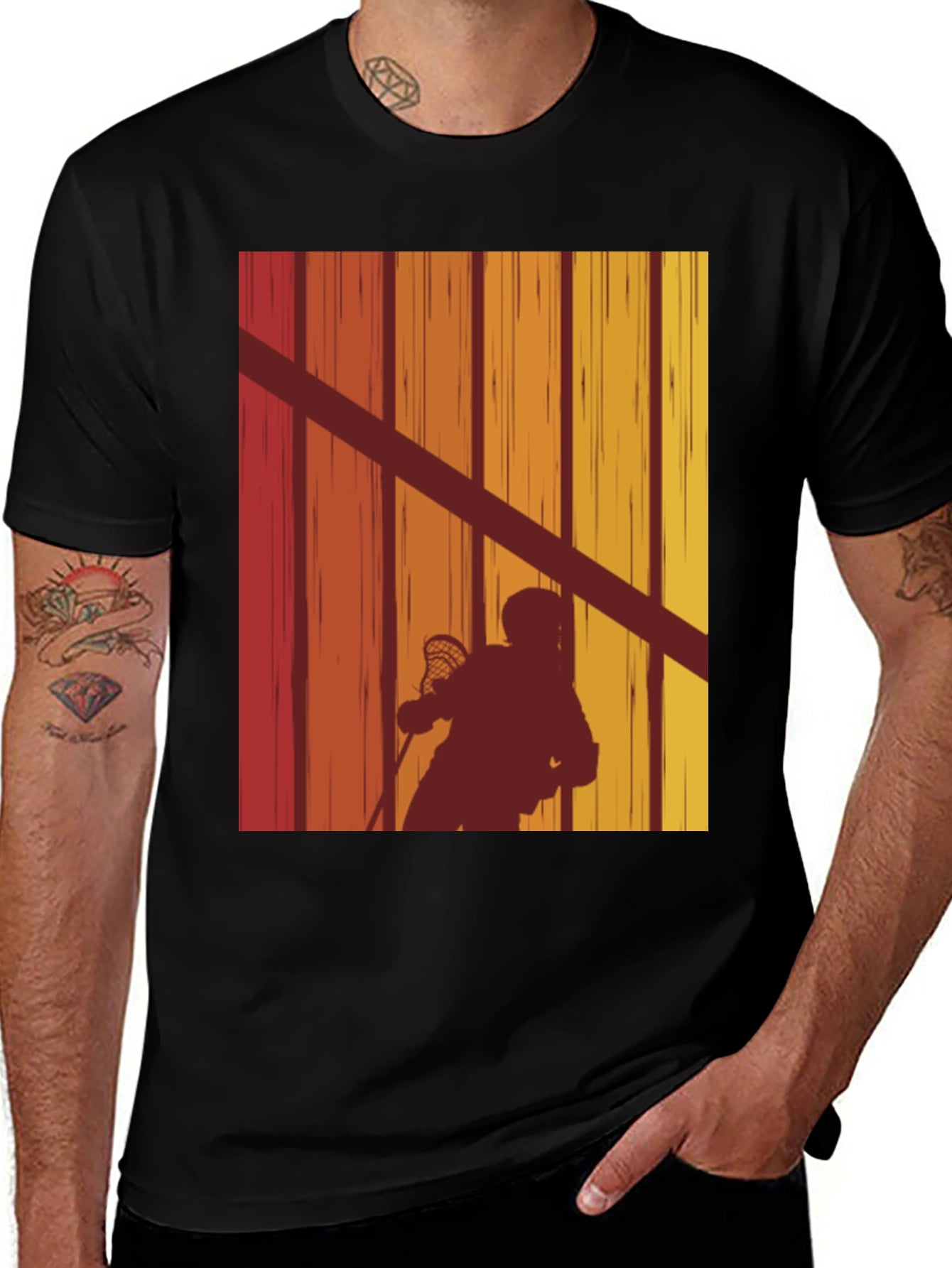 Retro Lacrosse Player T-Shirt