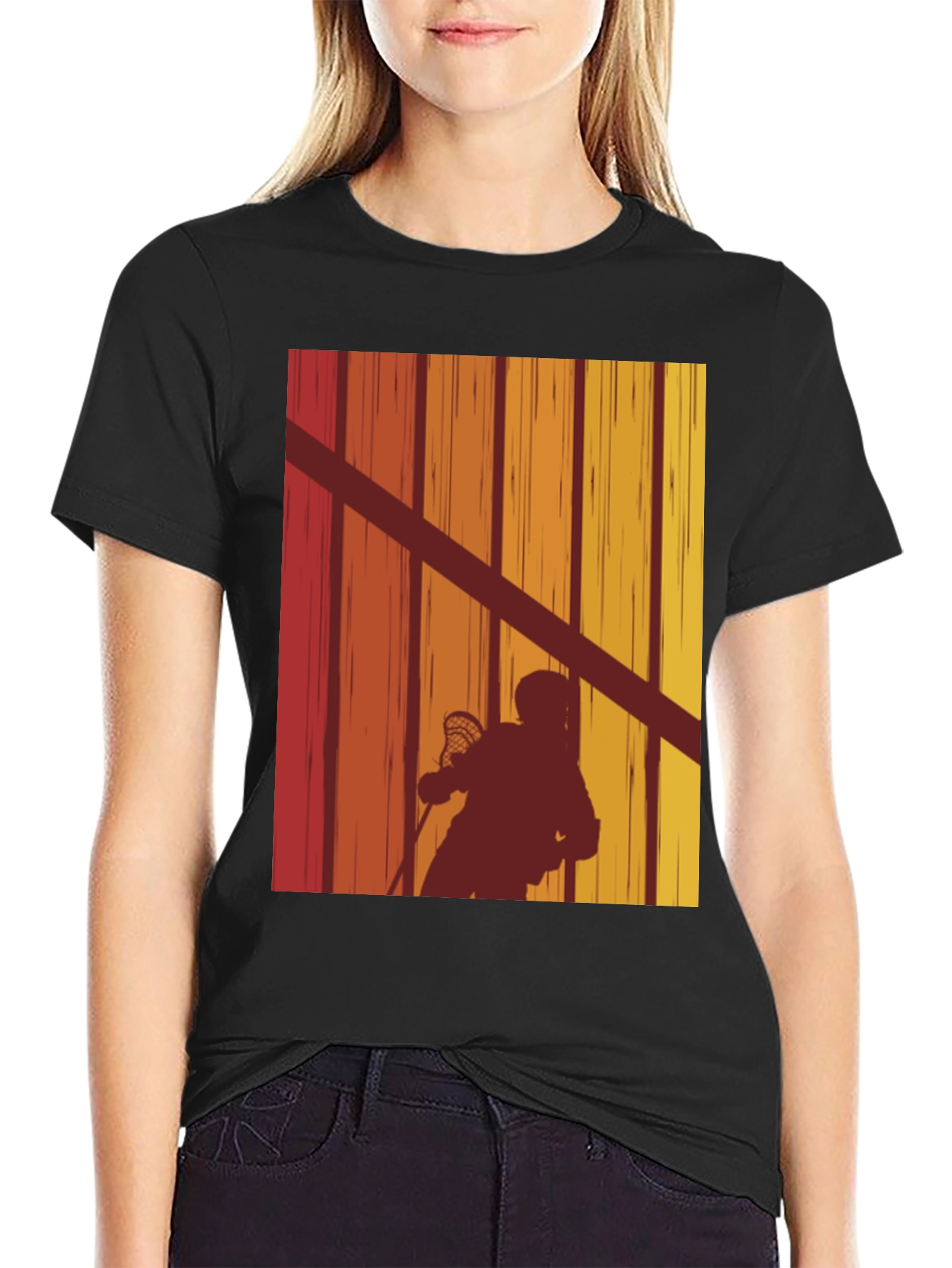 Retro Lacrosse Player T-Shirt
