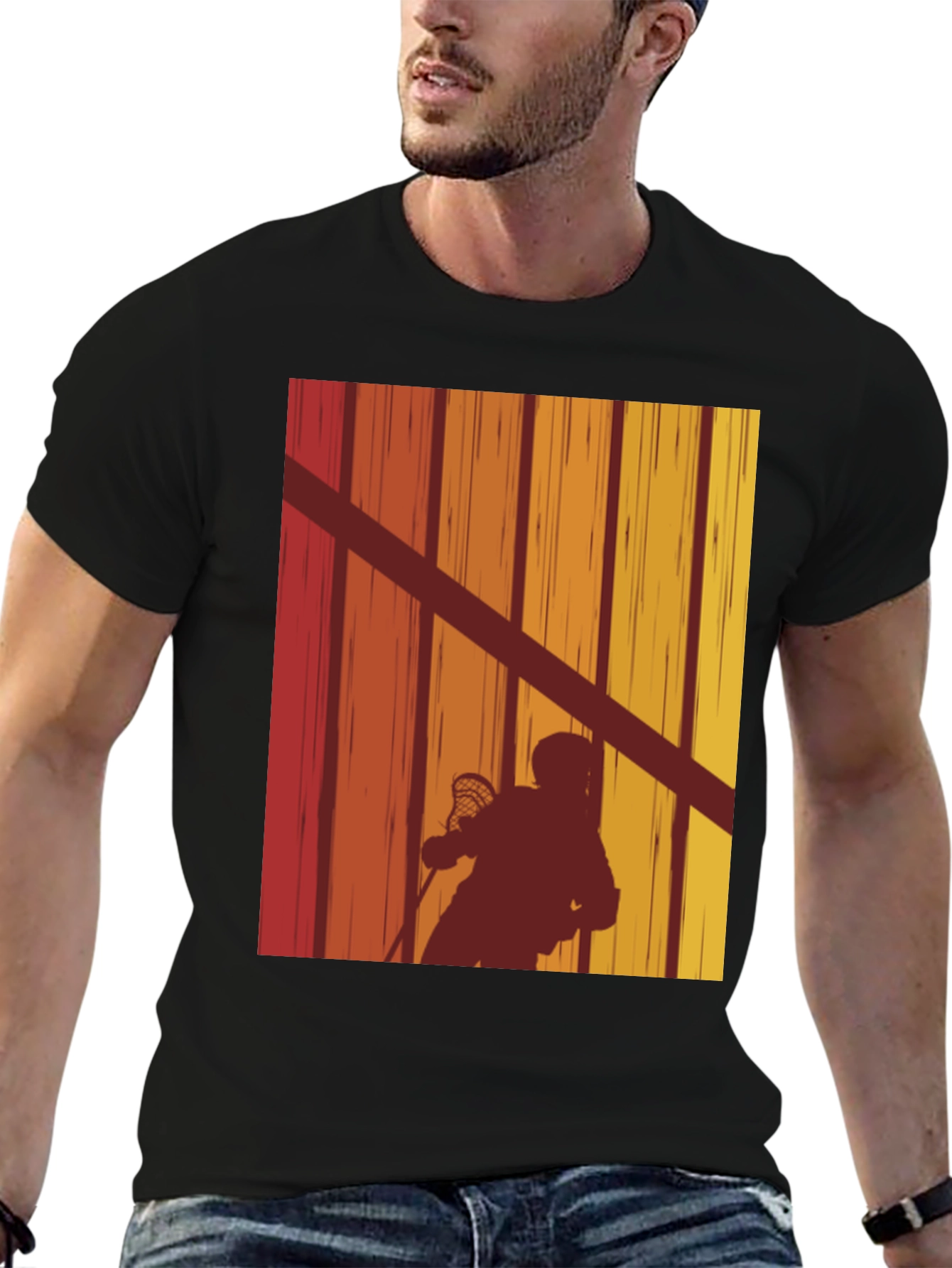 Retro Lacrosse Player T-Shirt