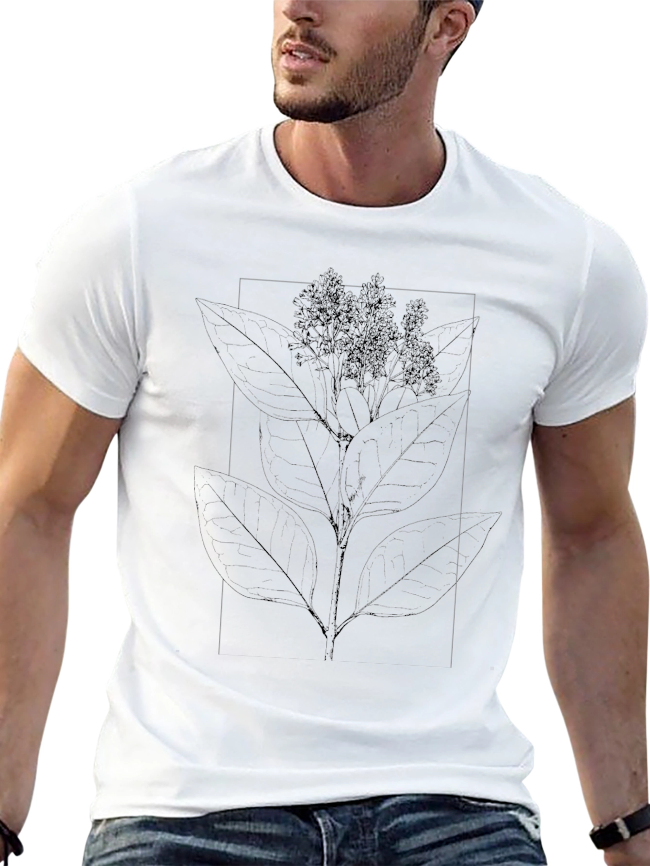 Abstract Botanical Graphic Tee - Black