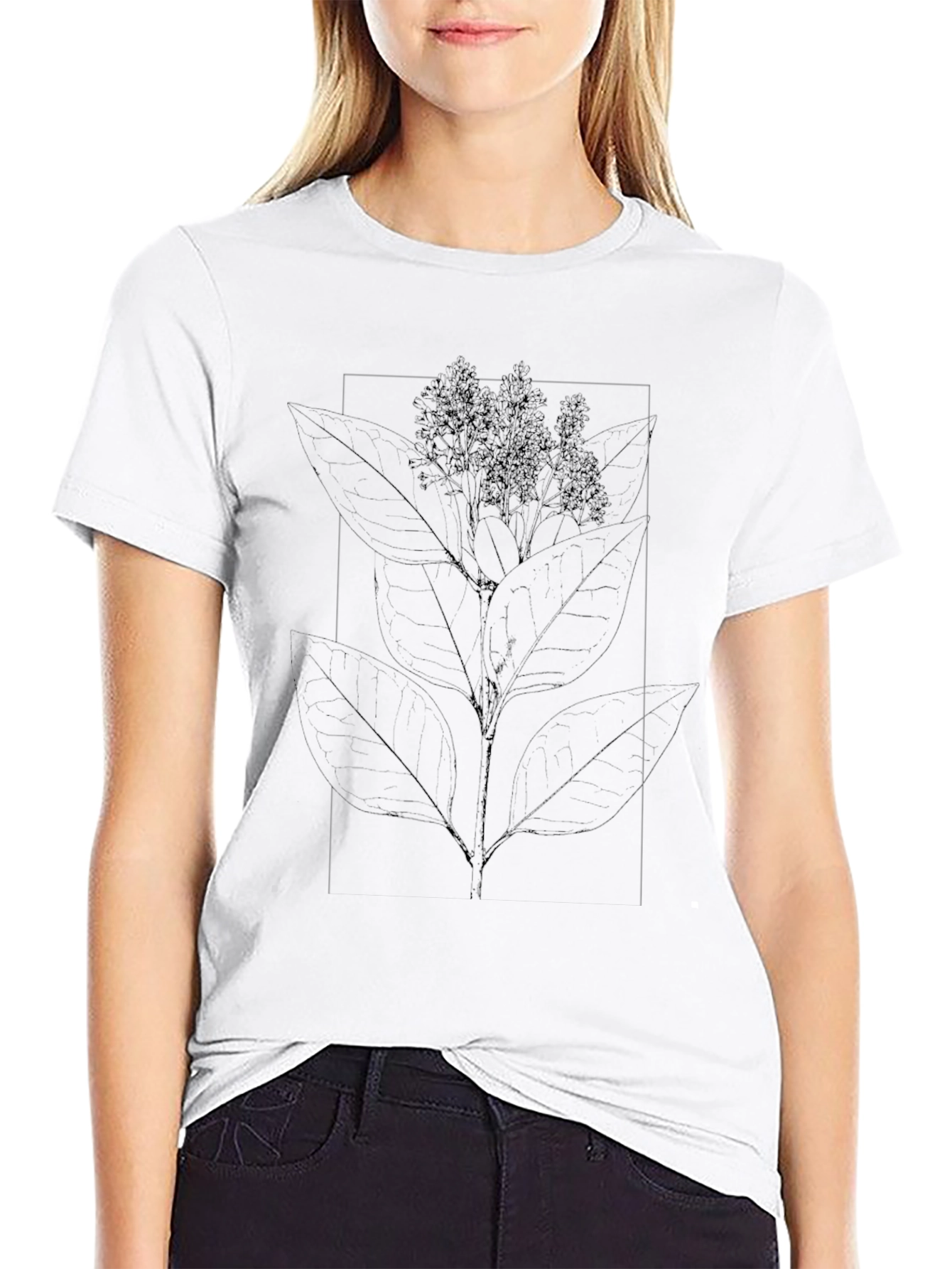Abstract Botanical Graphic Tee - Black