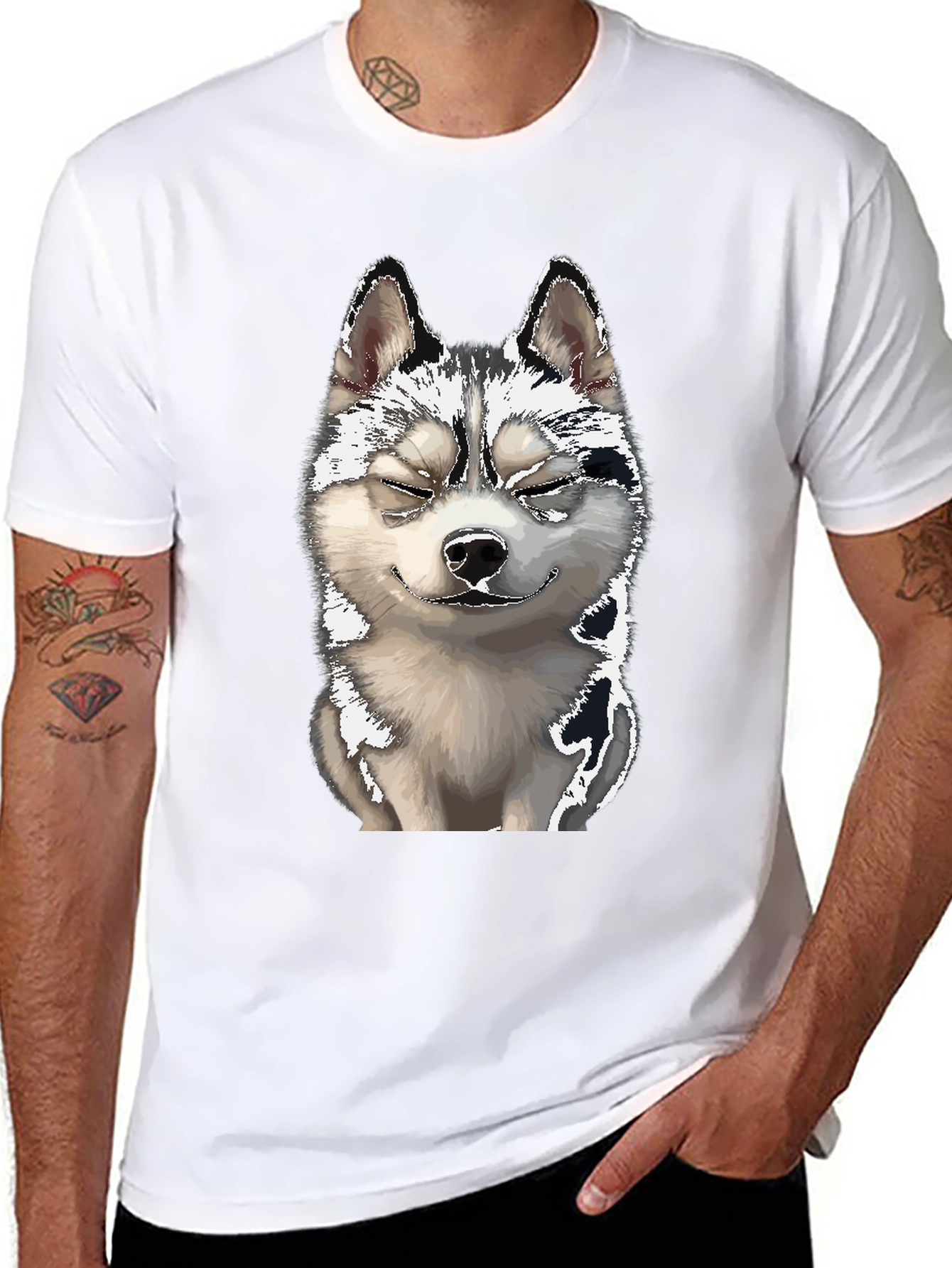 Smiling Husky Dog Graphic T-Shirt