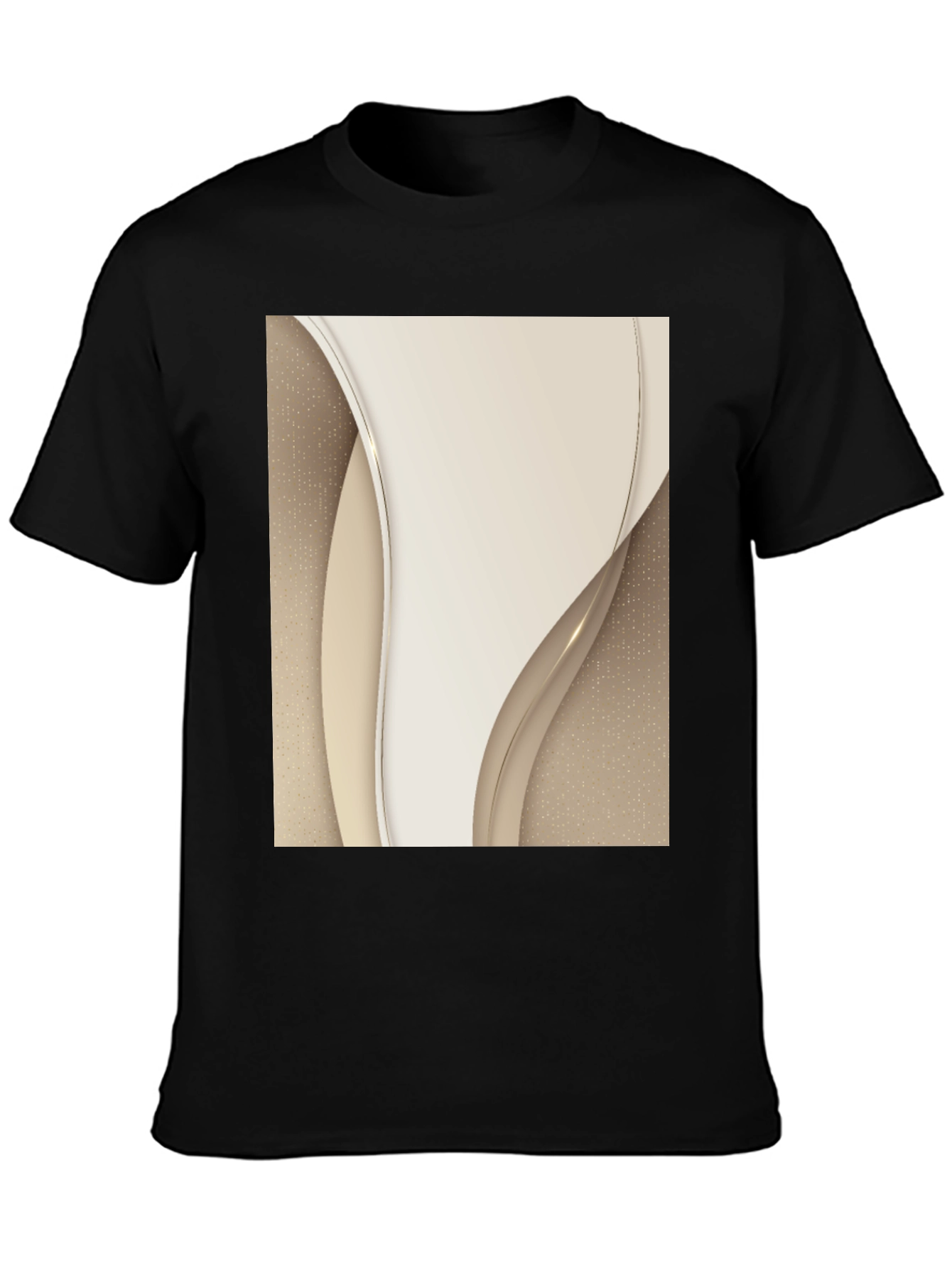 Abstract Cream Swirl Graphic Tee - Modern Style