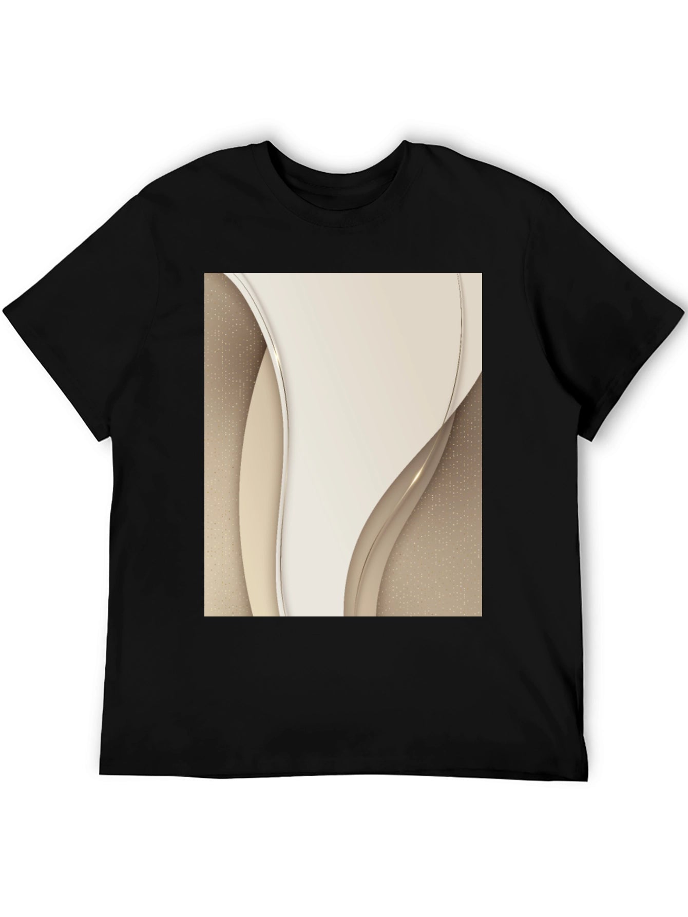 Abstract Cream Swirl Graphic Tee - Modern Style