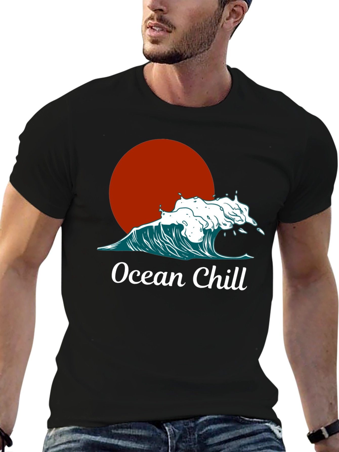 Ocean Chill Graphic Tee - Black Comfort Fit