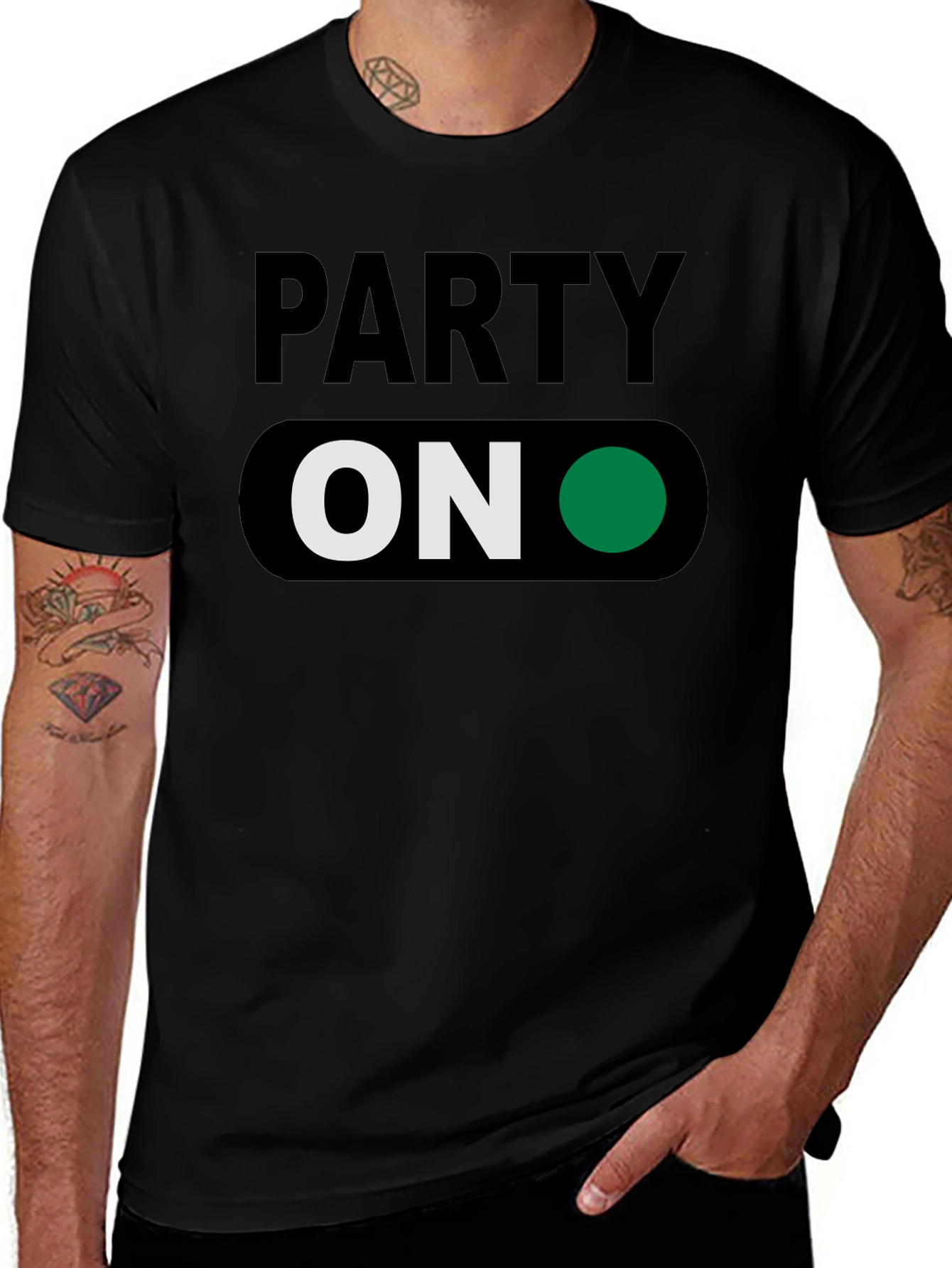 Party On T-Shirt - Green Light Fun