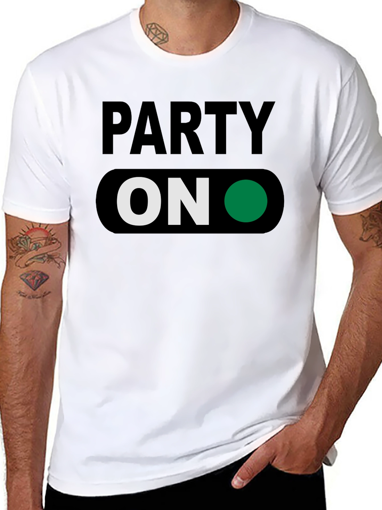 Party On T-Shirt - Green Light Fun