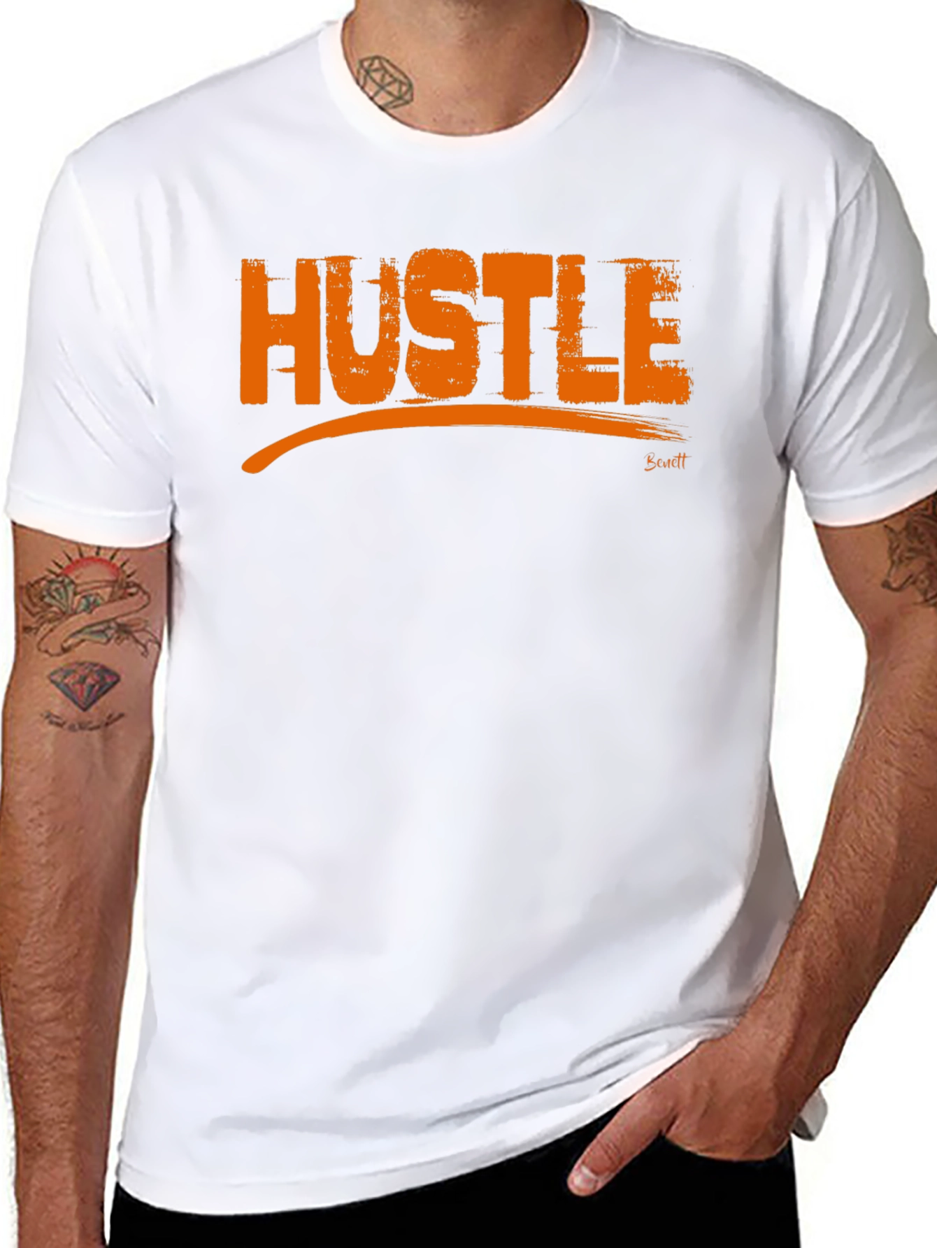Hustle Graphic Tee - Mens Black Cotton T-Shirt
