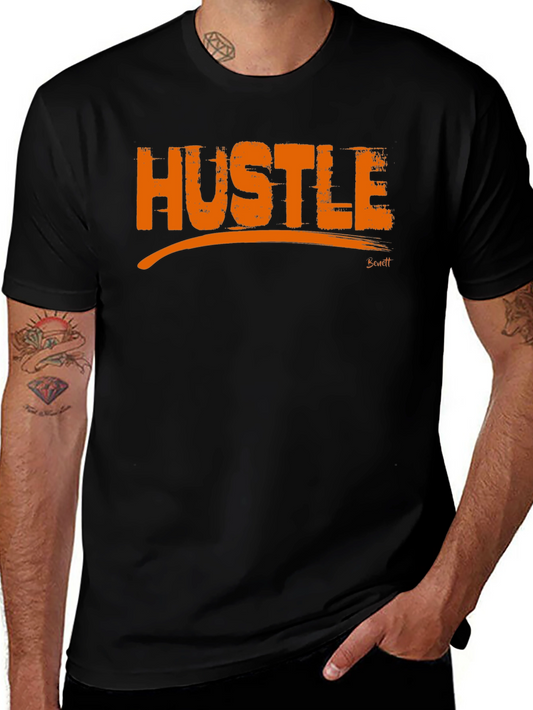 Hustle Graphic Tee - Mens Black Cotton T-Shirt
