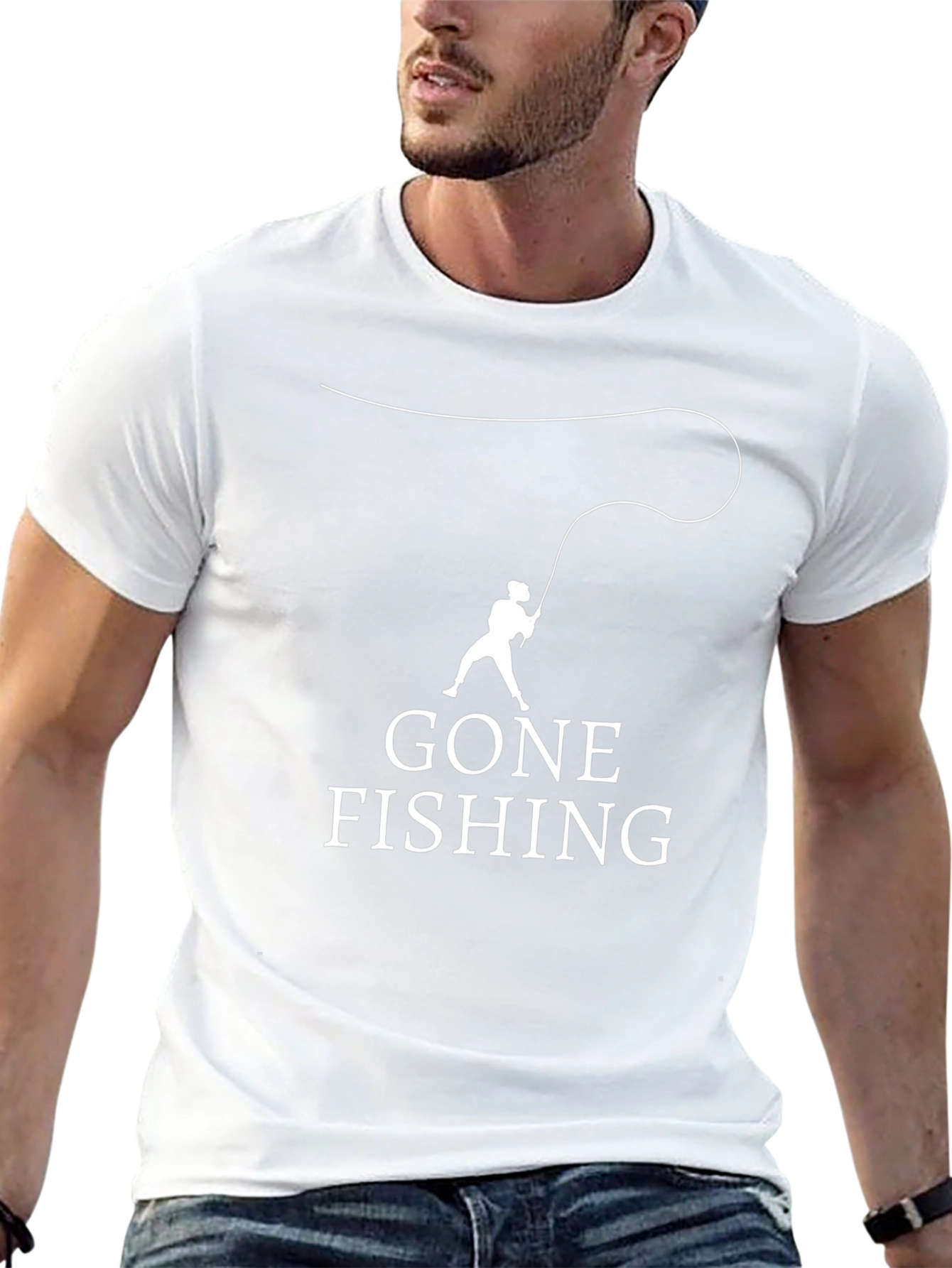 Gone Fishing Black Graphic T-Shirt