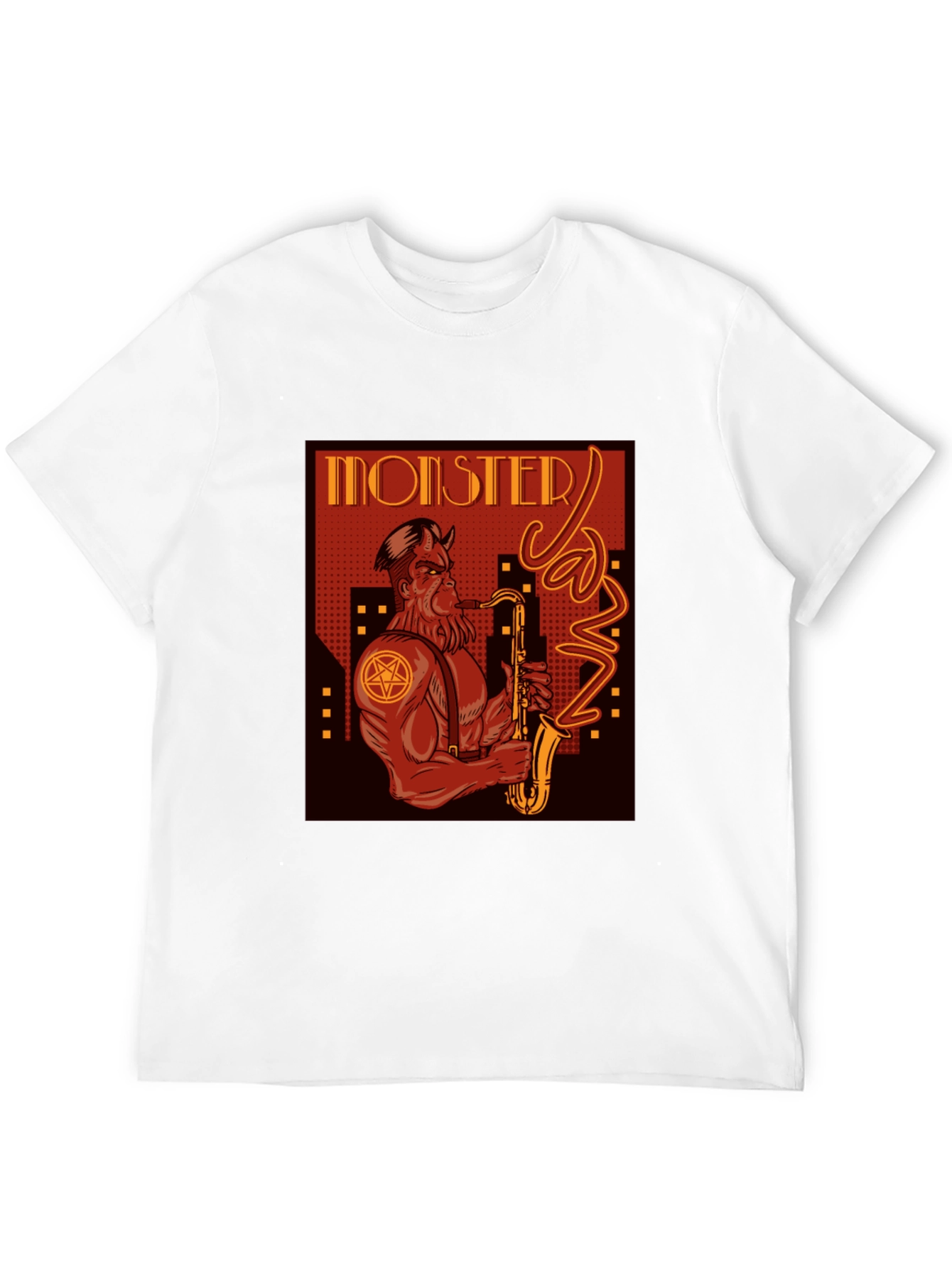 Monster Jazz Graphic Print Black T-Shirt