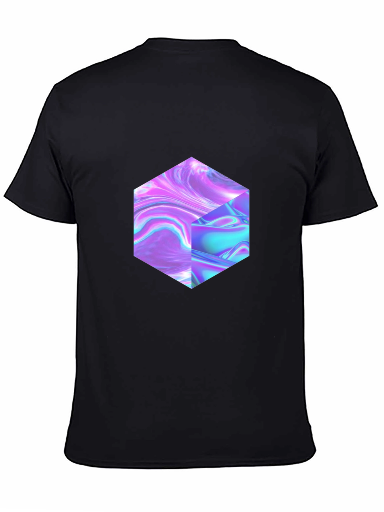 Abstract Holographic Cube Graphic T-Shirt