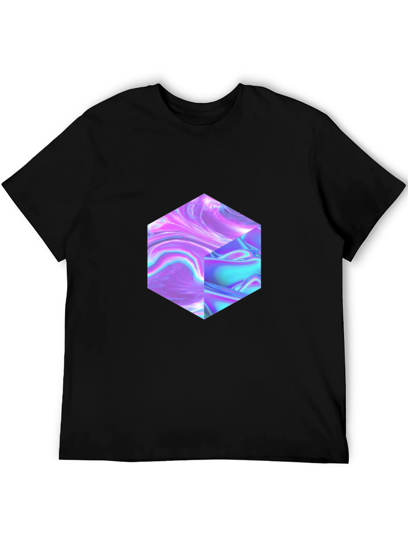 Abstract Holographic Cube Graphic T-Shirt