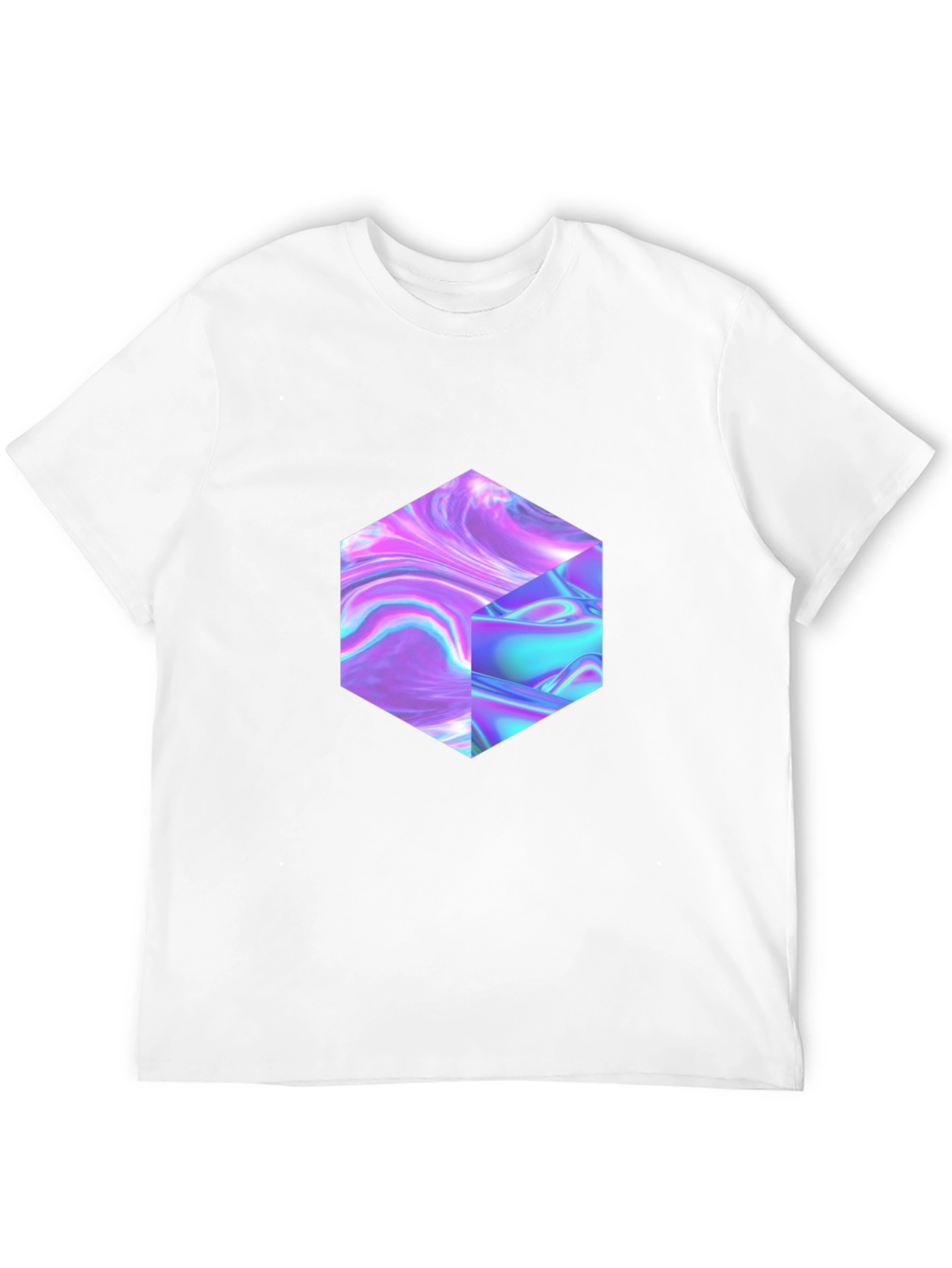 Abstract Holographic Cube Graphic T-Shirt