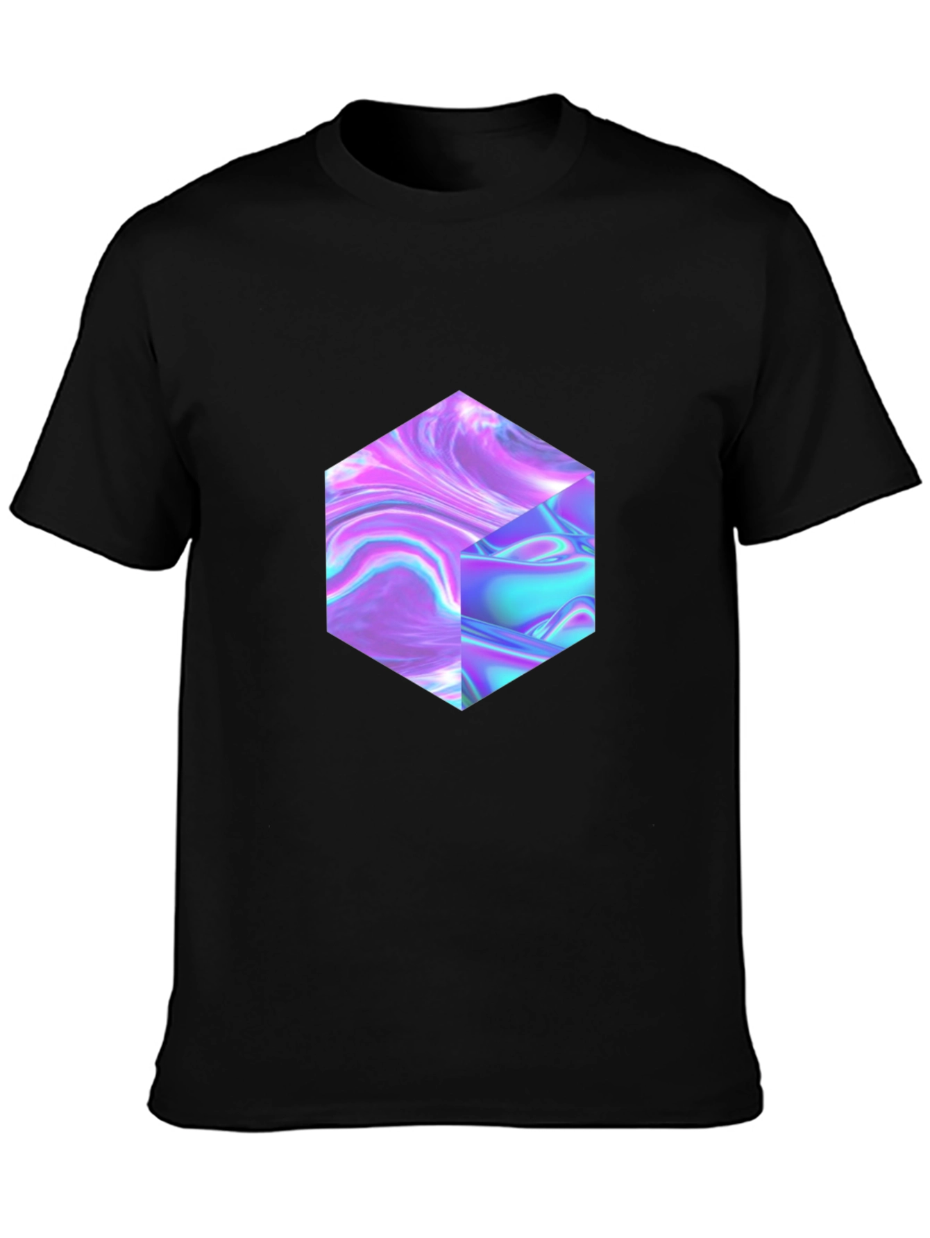 Abstract Holographic Cube Graphic T-Shirt