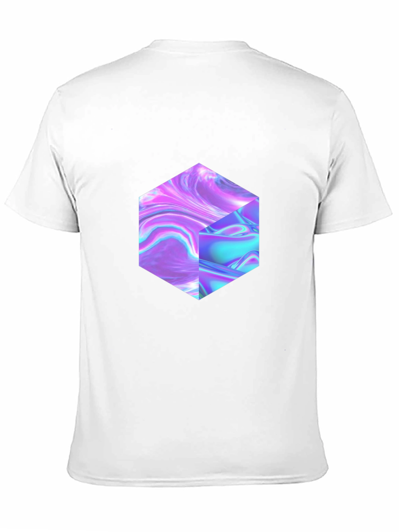 Abstract Holographic Cube Graphic T-Shirt
