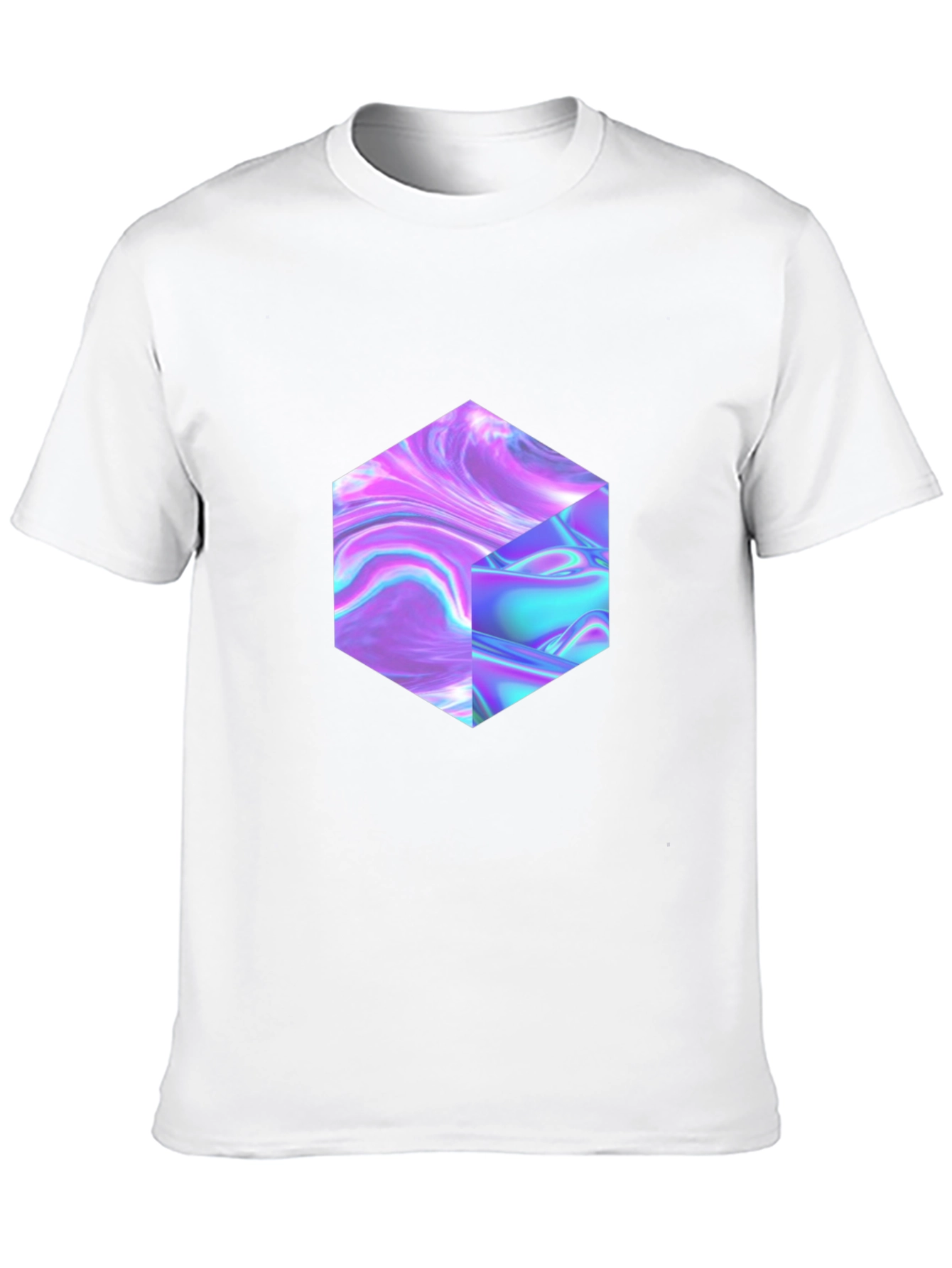 Abstract Holographic Cube Graphic T-Shirt