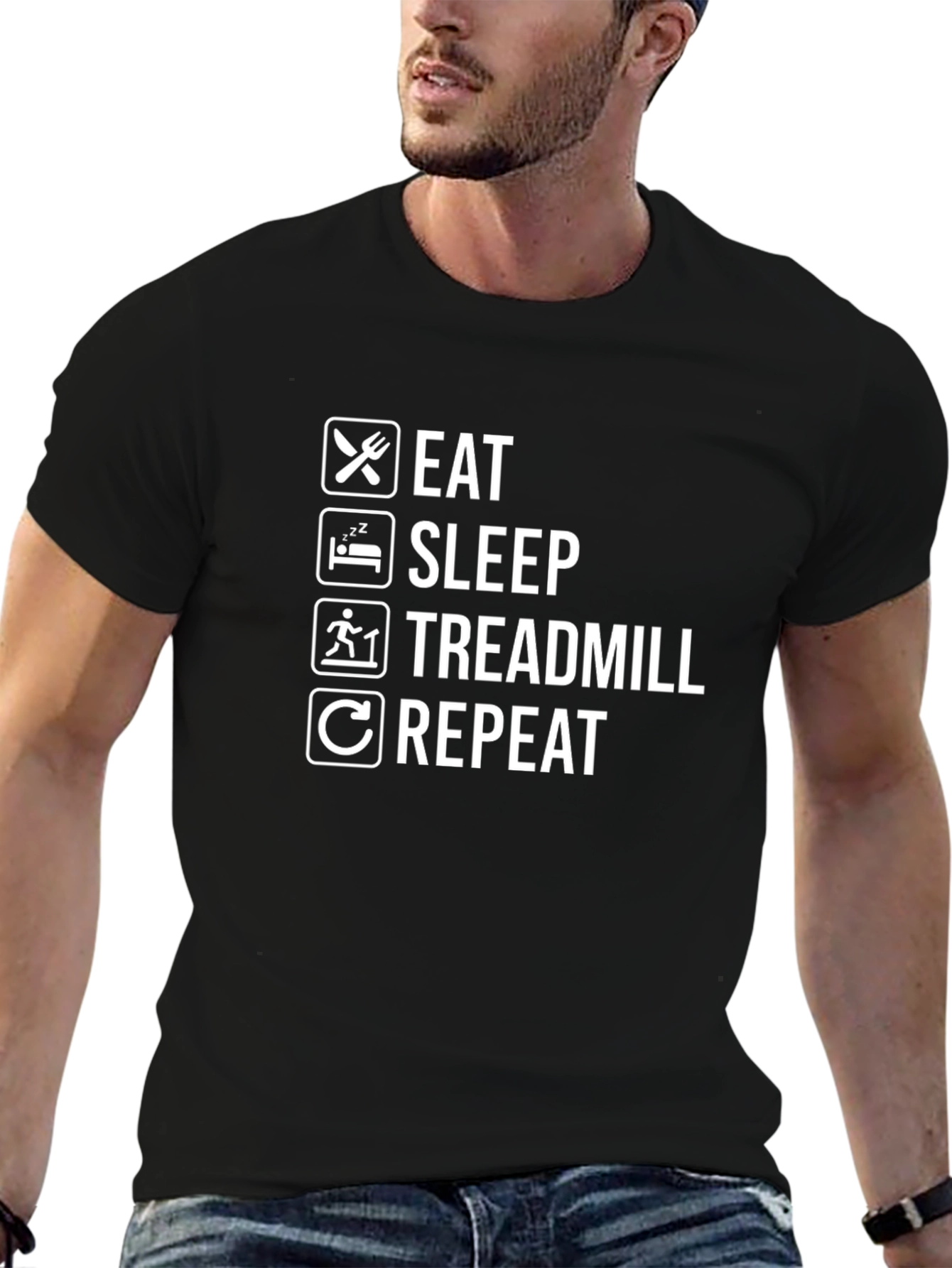 Eat Sleep Treadmill Repeat Graphic Tee