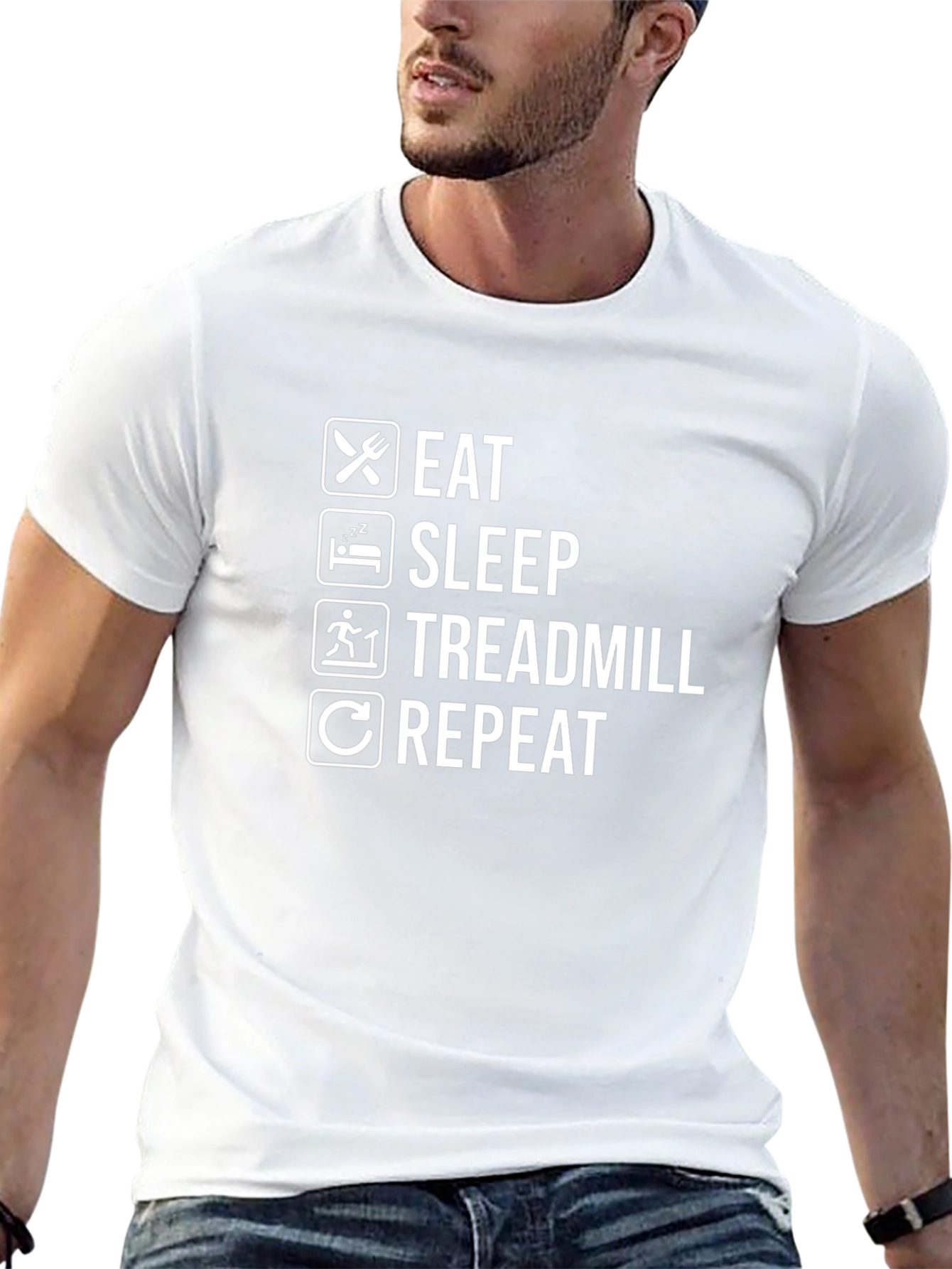 Eat Sleep Treadmill Repeat Graphic Tee