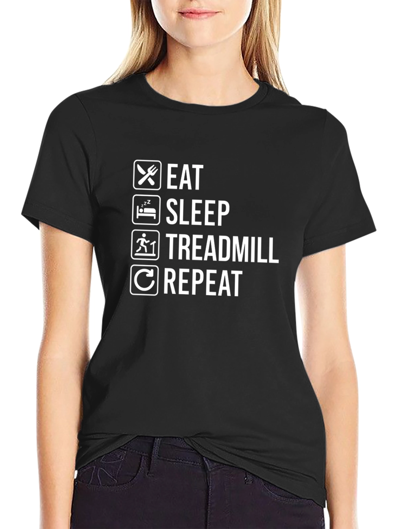 Eat Sleep Treadmill Repeat Graphic Tee