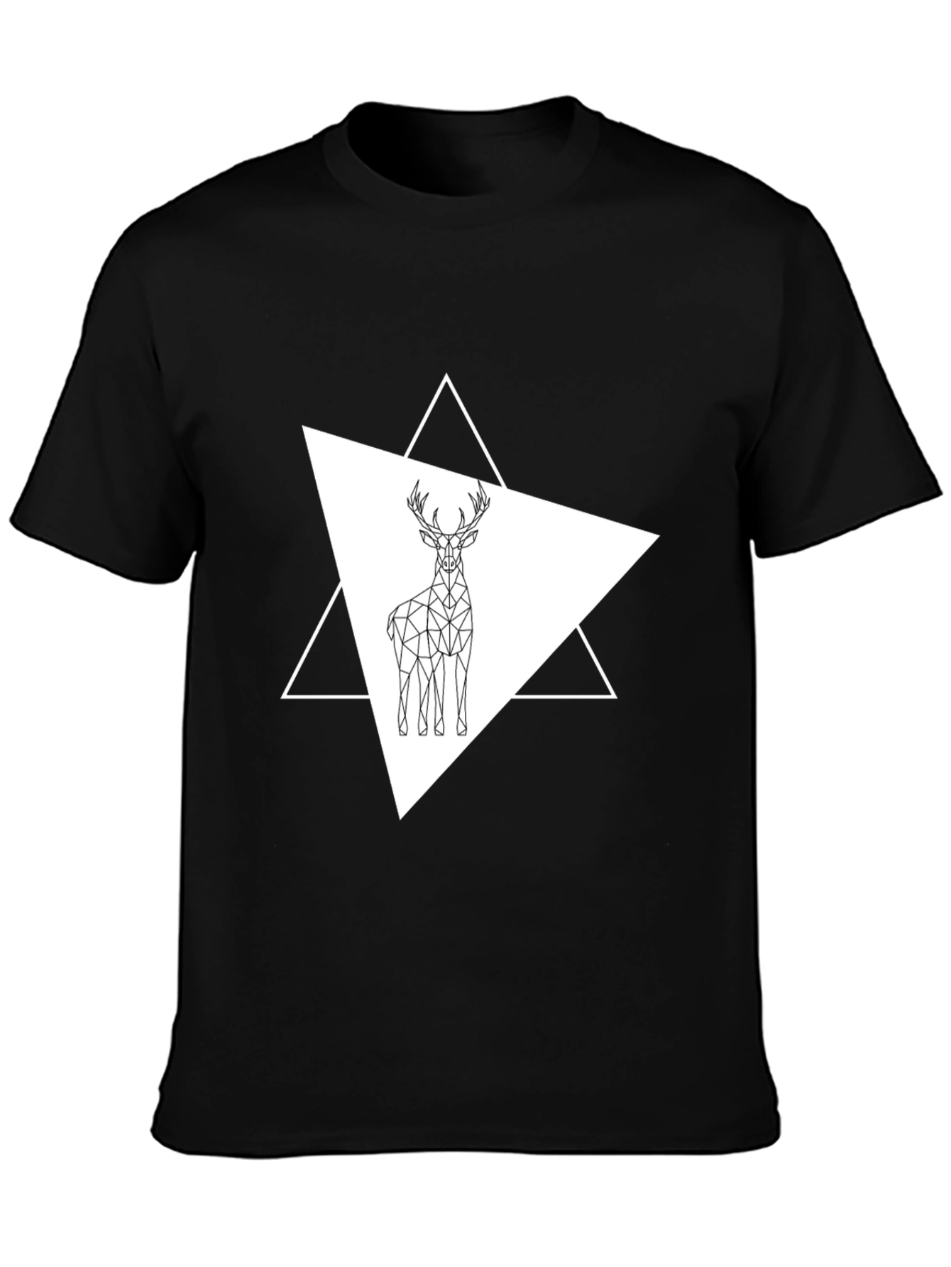 Geometric Deer Graphic Tee - Stylish Black T-Shirt