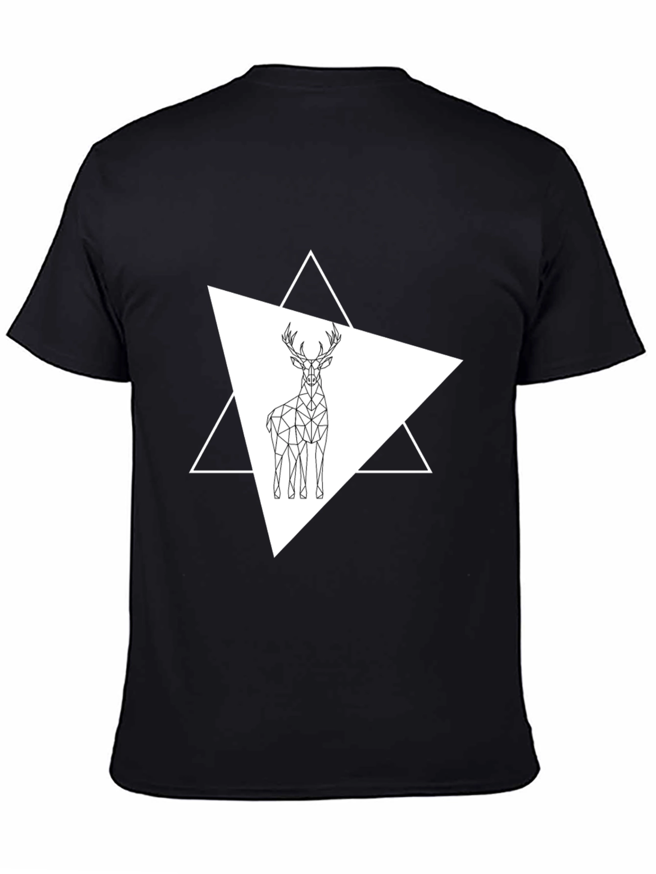 Geometric Deer Graphic Tee - Stylish Black T-Shirt