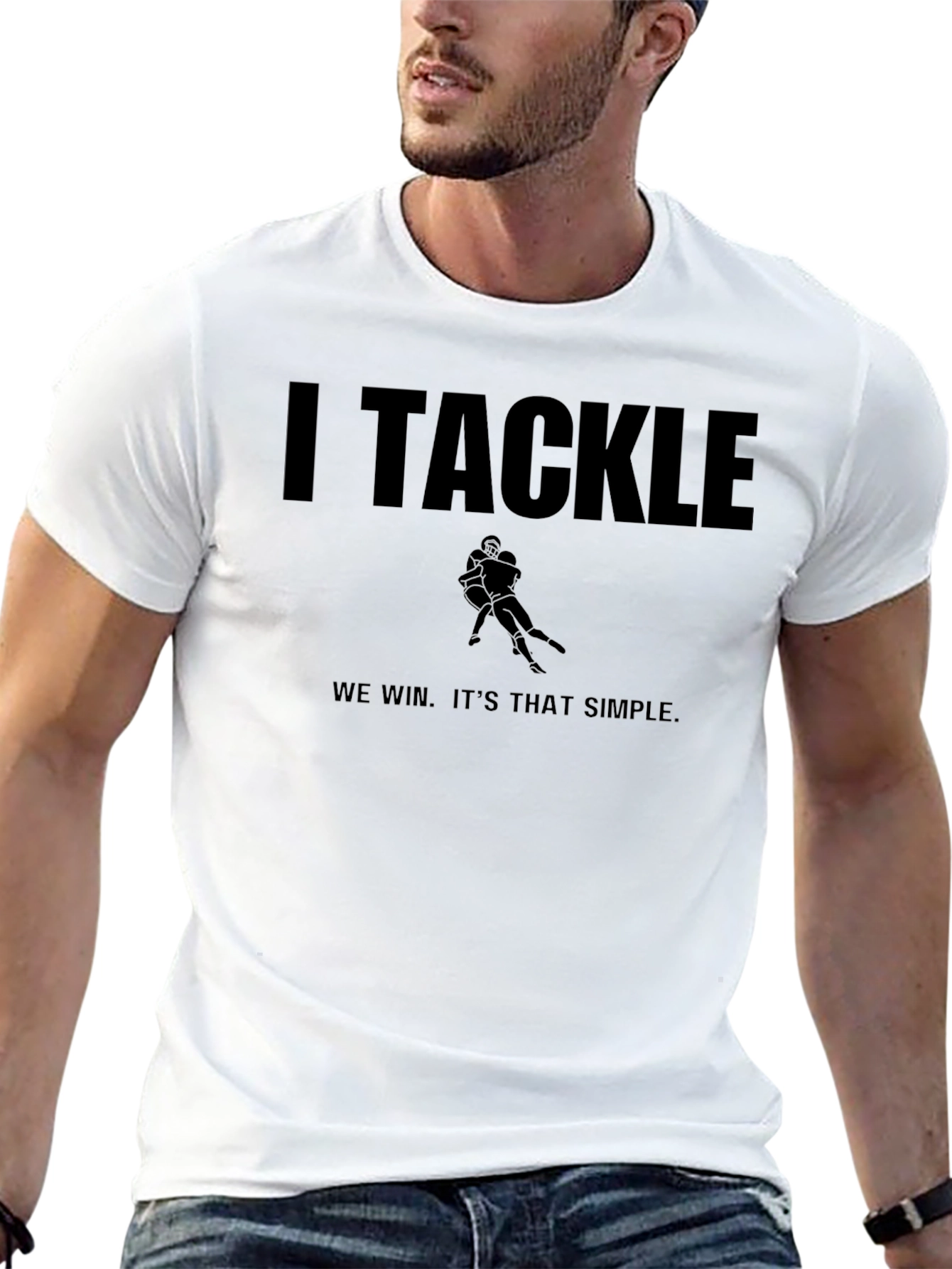 I Tackle We Win Black T-Shirt