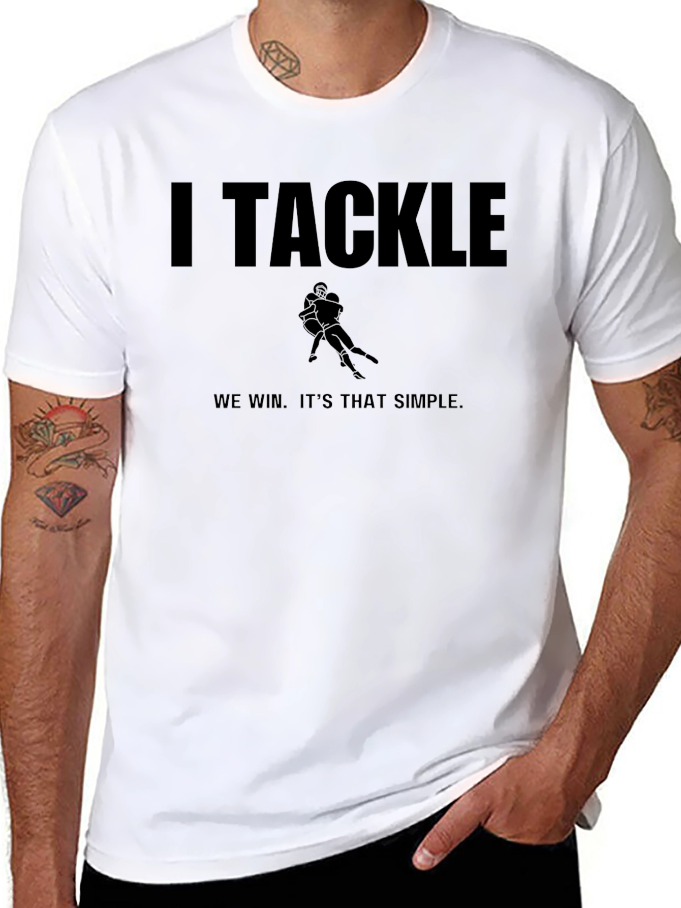 I Tackle We Win Black T-Shirt