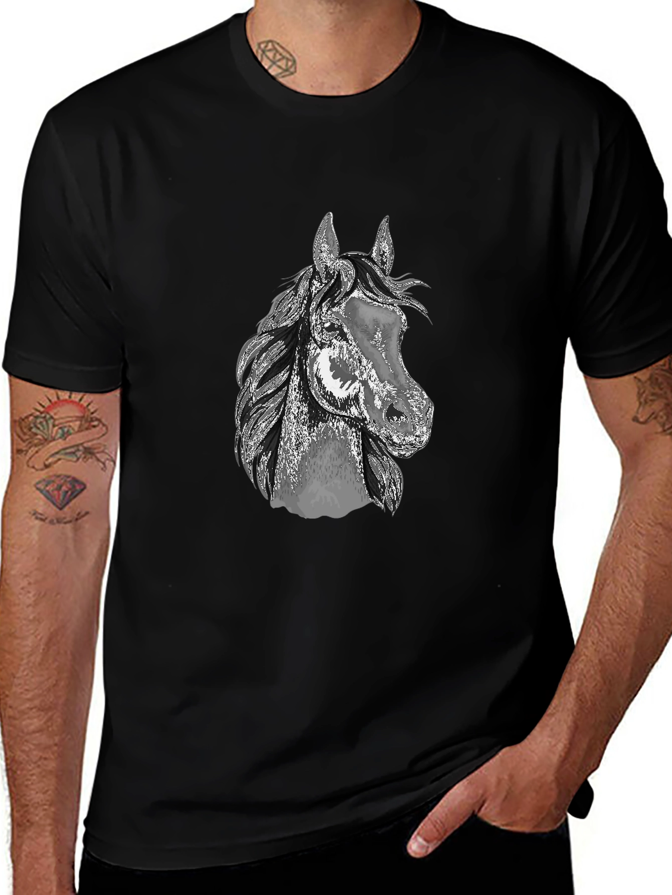 Horse Graphic Tee - Mens Black T-Shirt