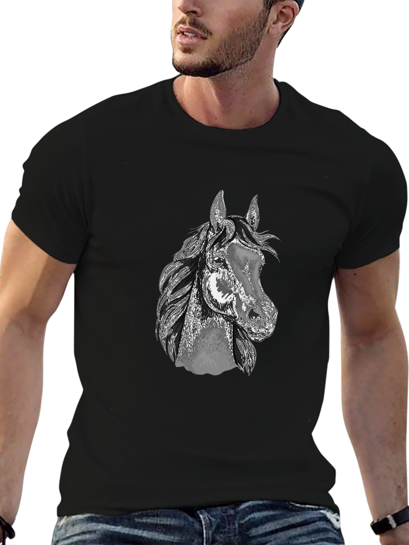 Horse Graphic Tee - Mens Black T-Shirt