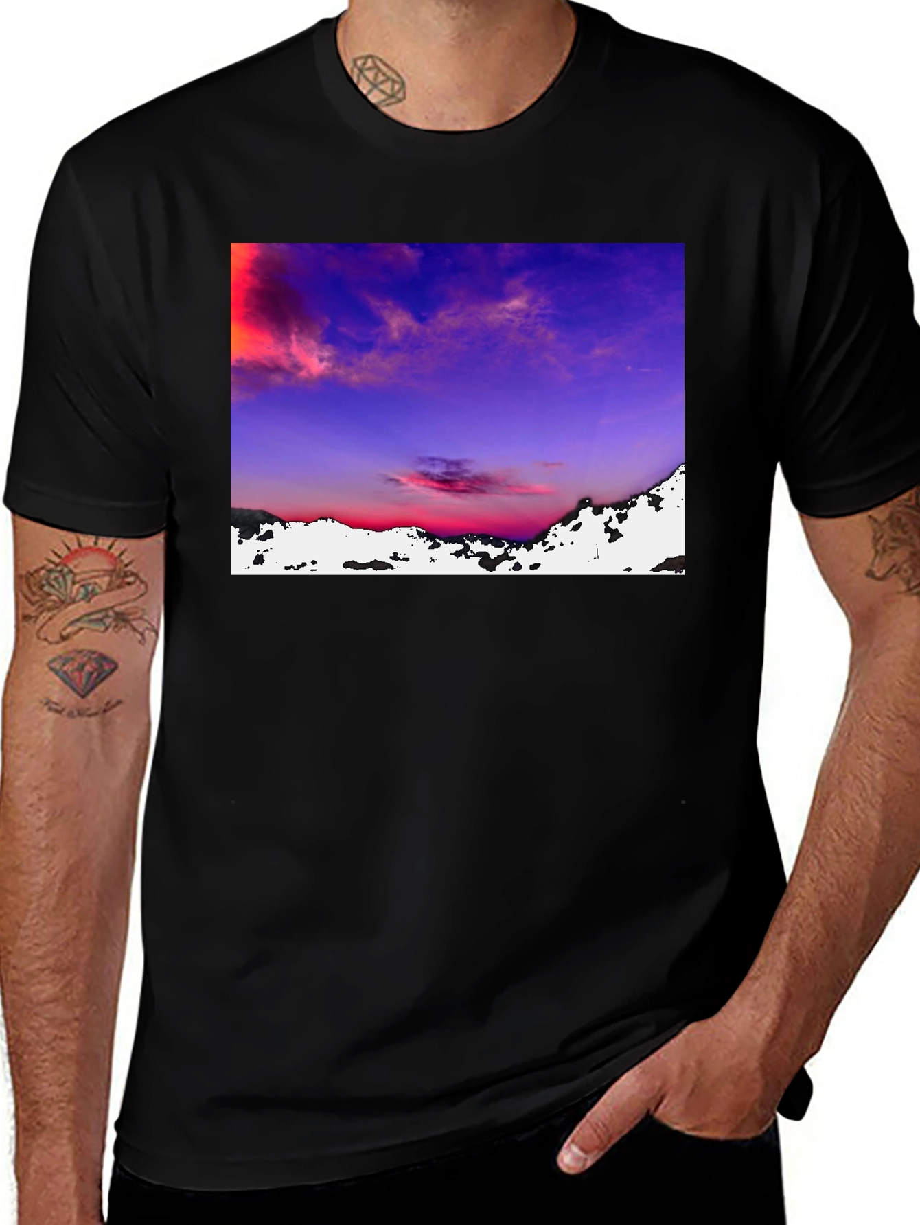 Sunset Landscape Graphic Tee - Black